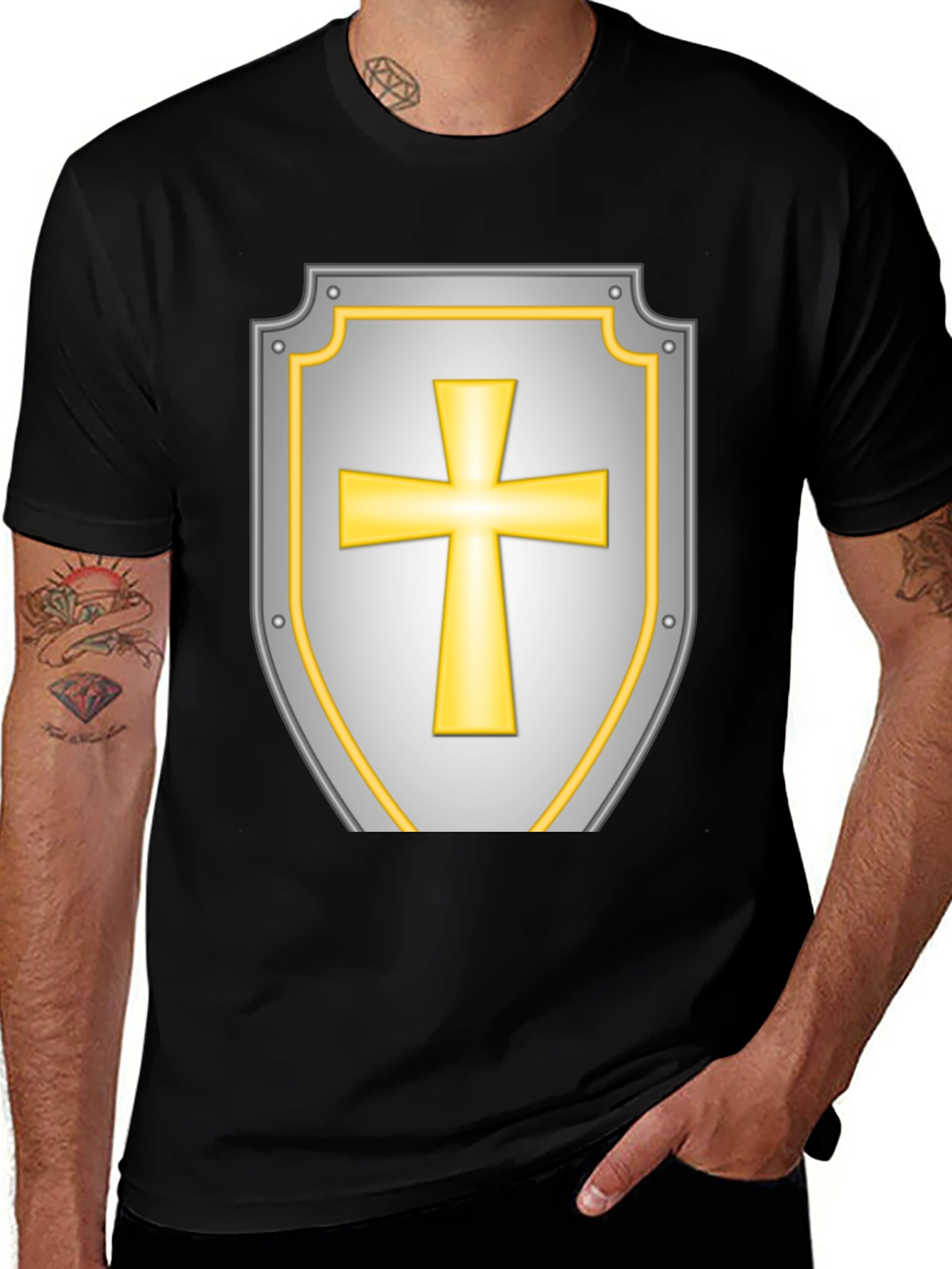 Variant 29 of Crusader Shield Graphic Tee - Black