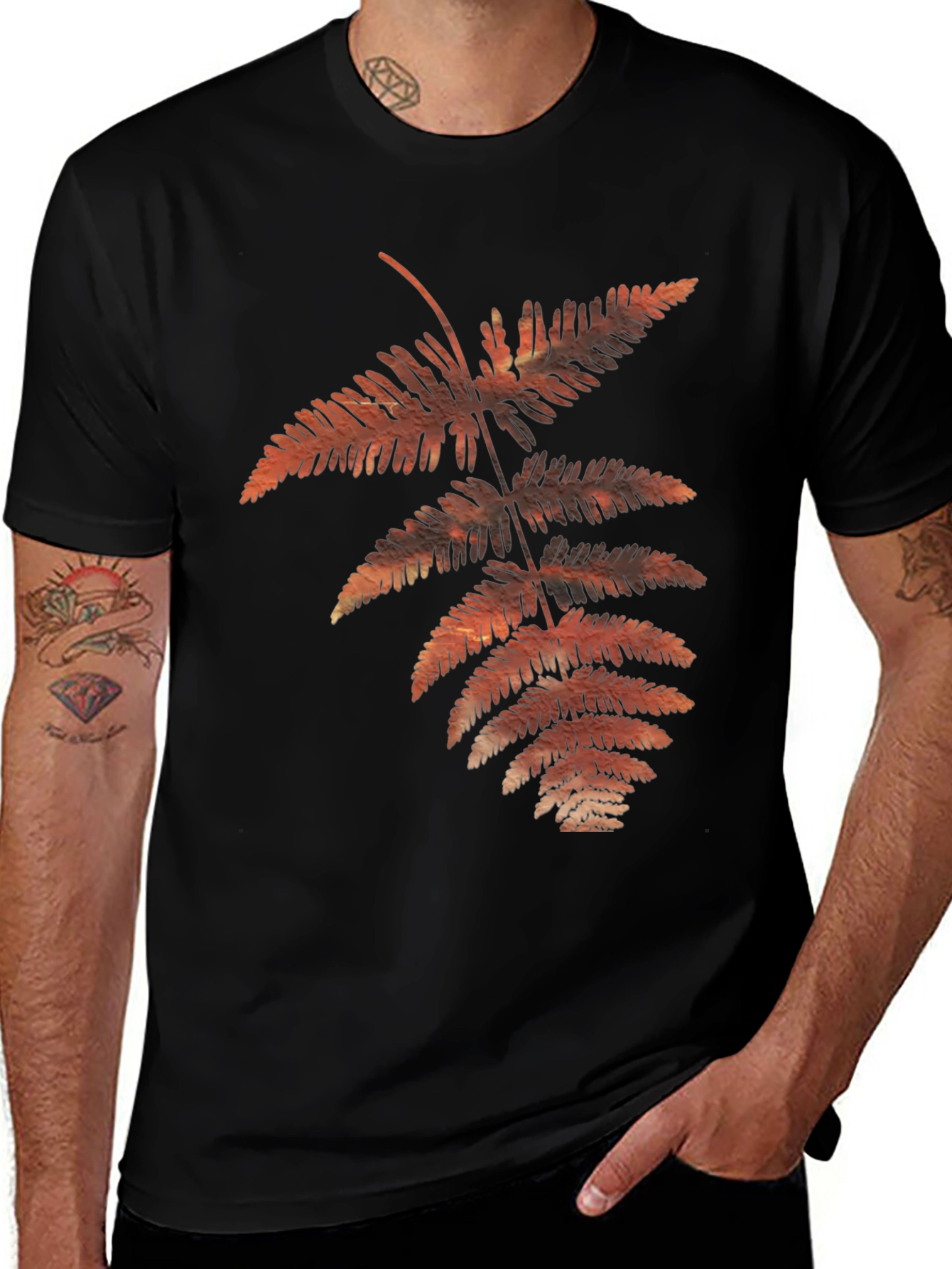 Variant 12 of Fern Graphic Black T-Shirt