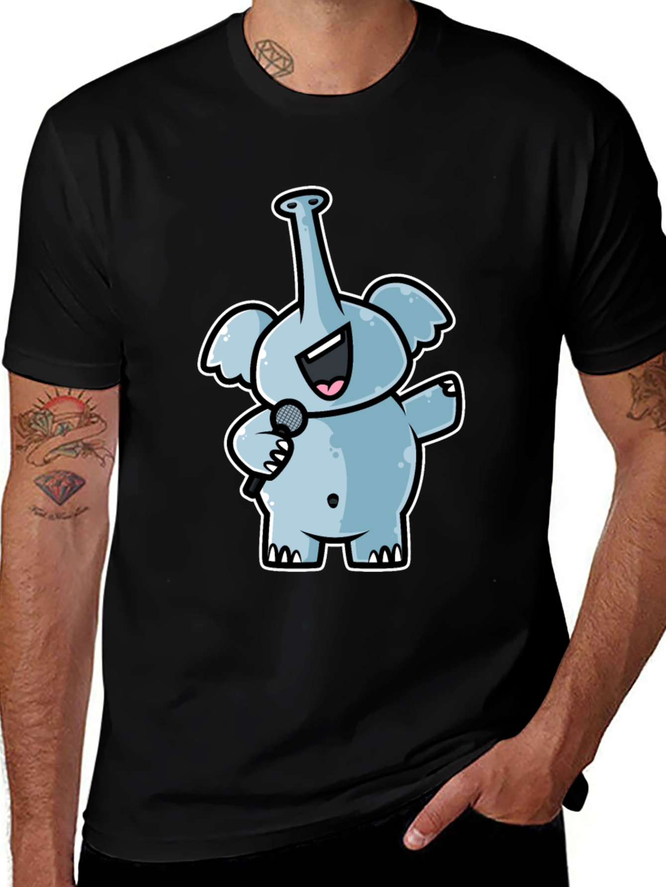 Variant 23 of Singing Elephant Graphic Tee - Black Cotton T-Shirt