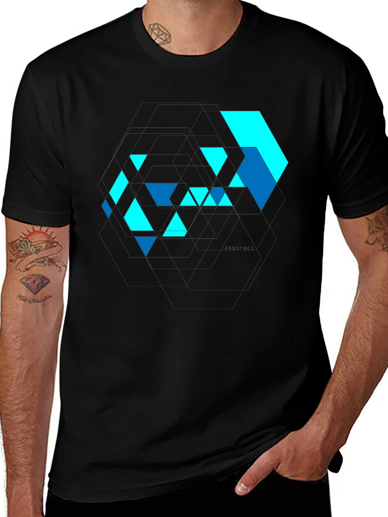 Variant 9 of Abstract Geometric Design Black T-Shirt