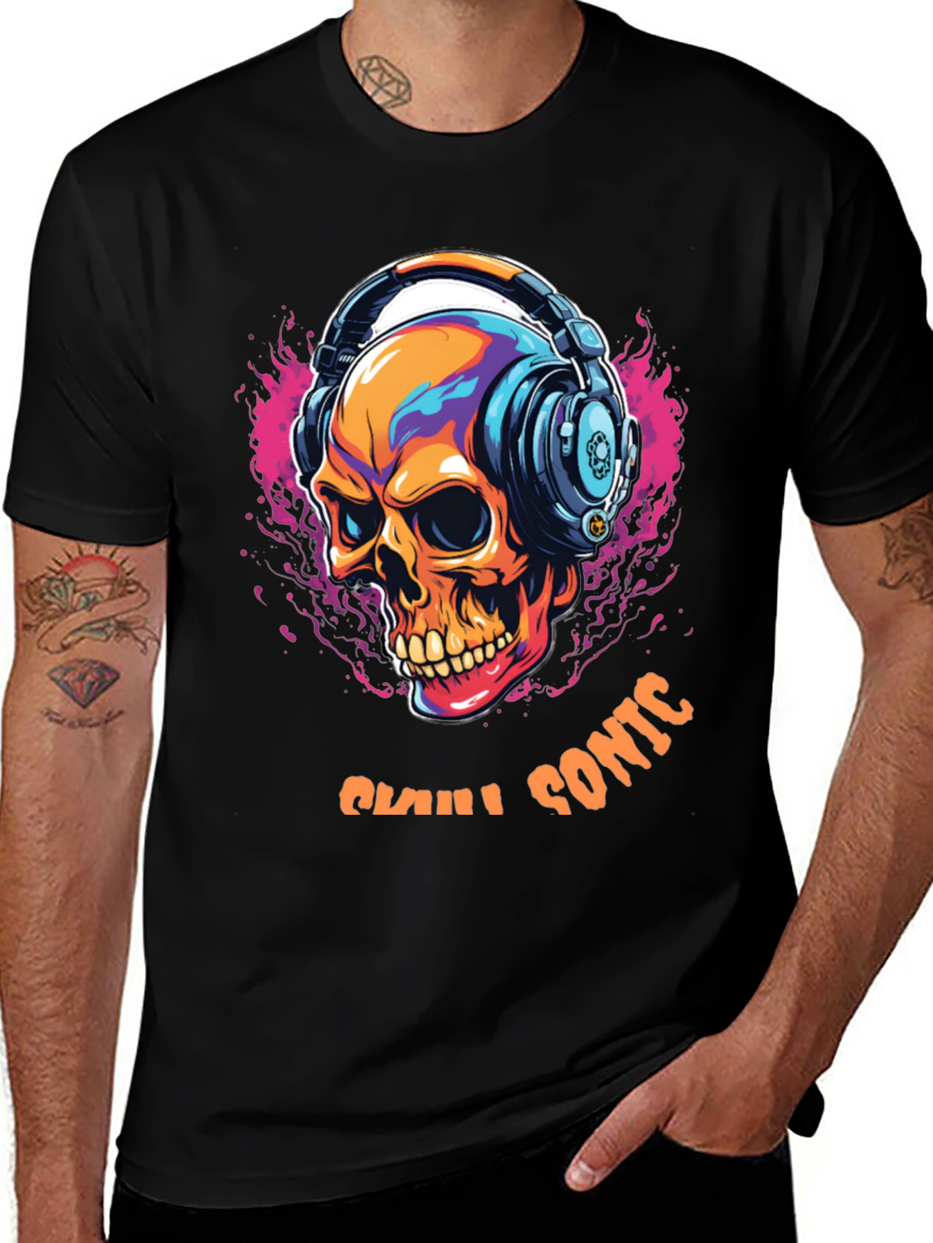 Variant 23 of Chill Sonic Skull Graphic Tee - Black T-Shirt