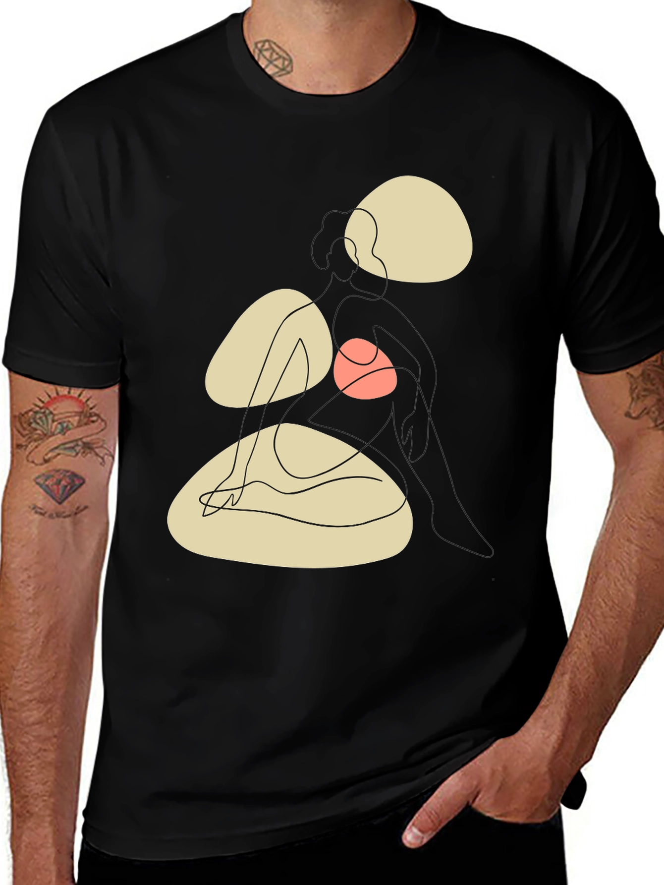 Abstract Pebble Art Graphic Tee - Modern Minimalist Style