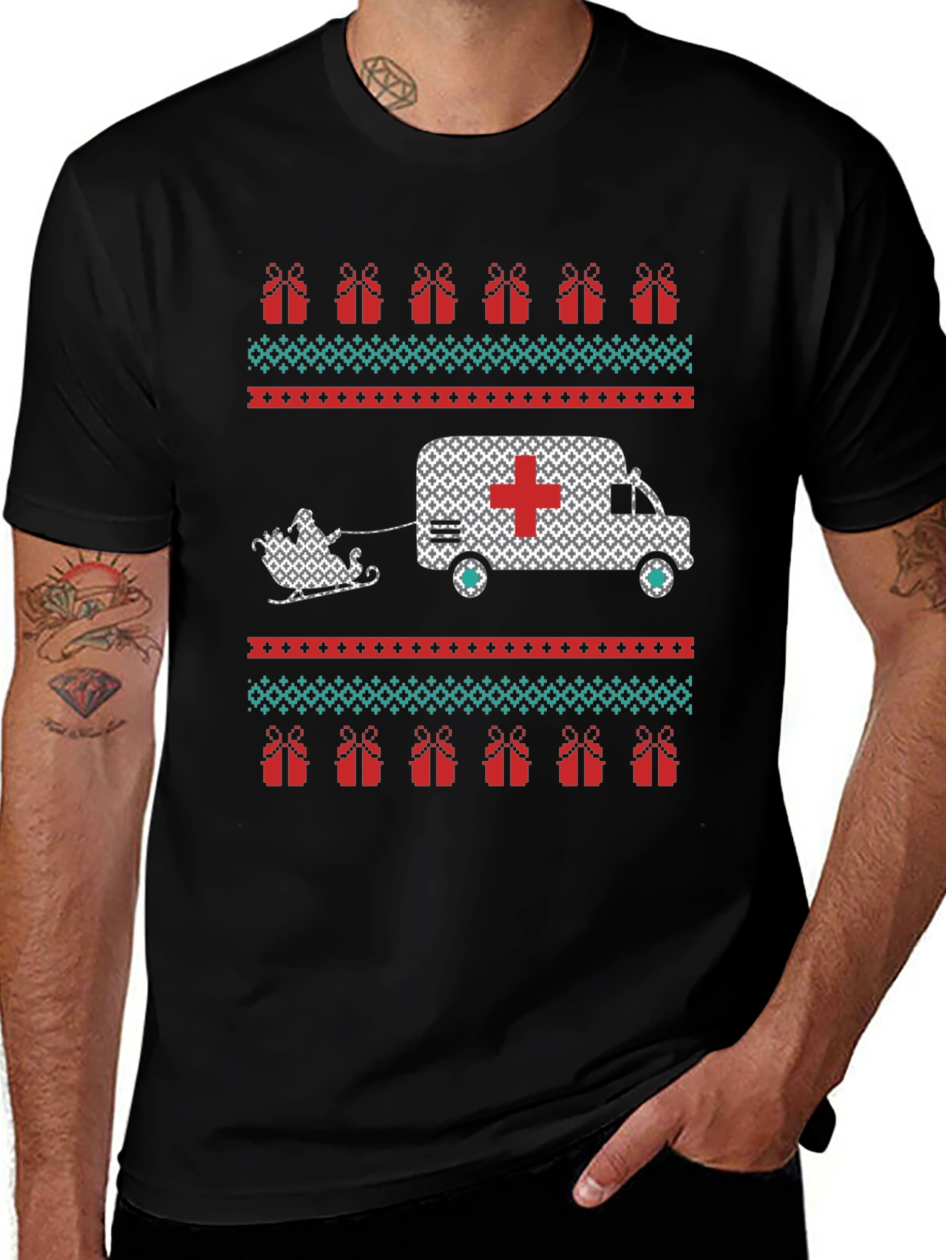 Variant 12 of Christmas Ambulance Graphic Tee