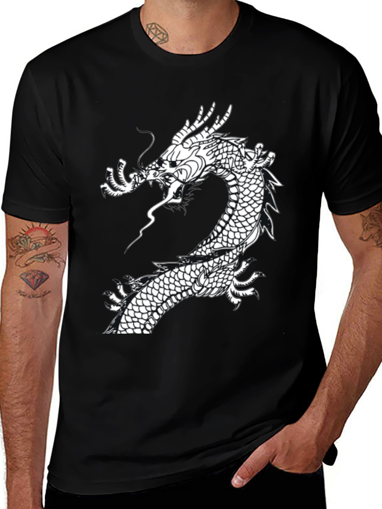 Variant 12 of Dragon Graphic T-Shirt - Stylish Black Tee