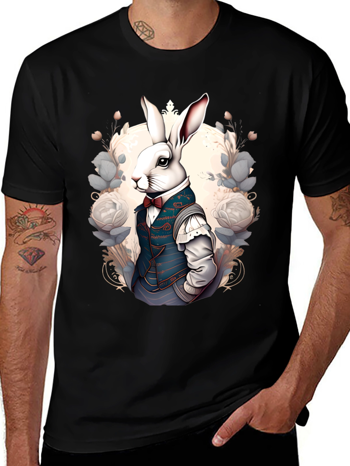 Variant 8 of Rabbit in Suit T-Shirt: Elegant Animal Print