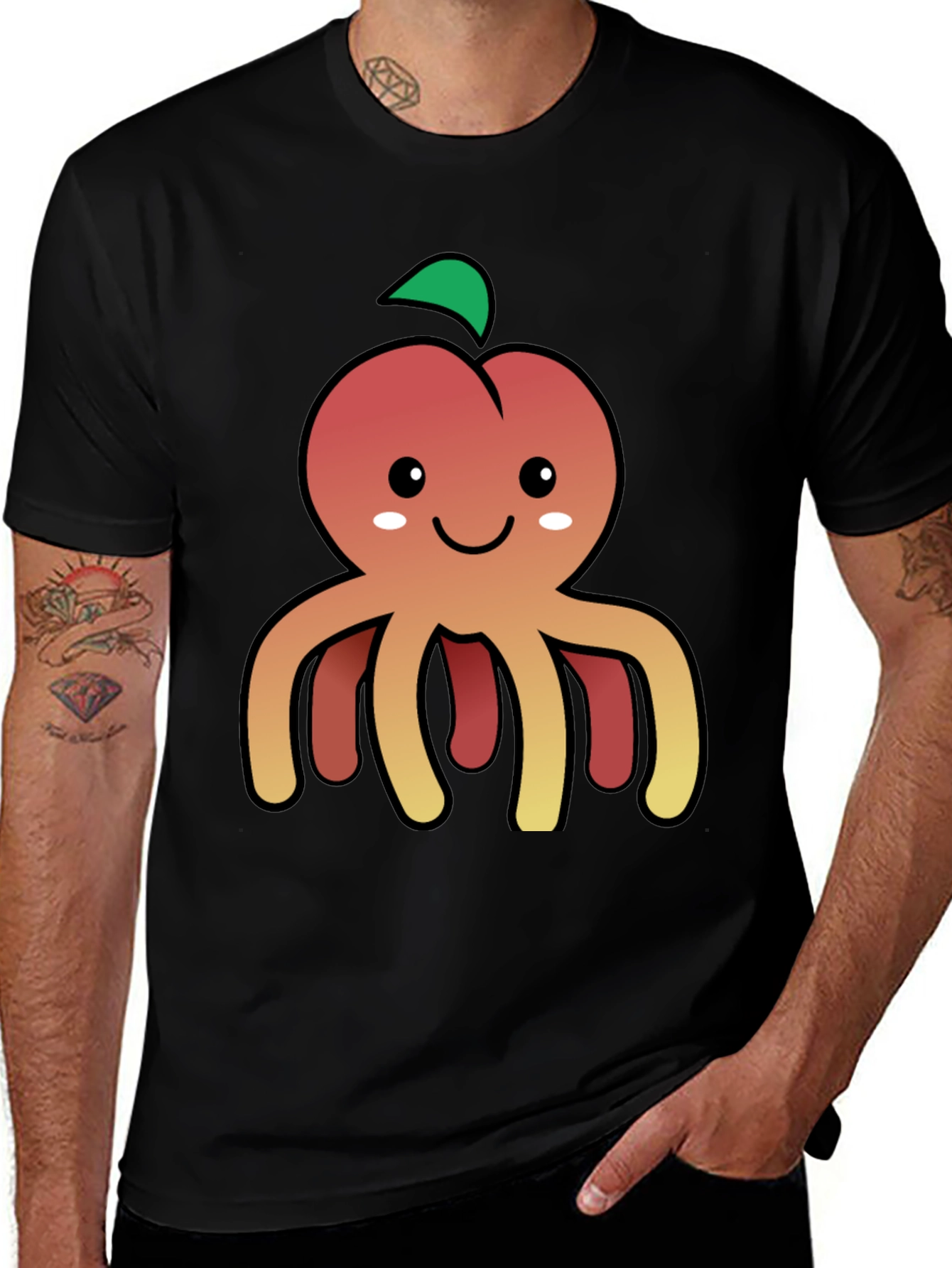 Variant 17 of Peachtopus Graphic Tee - Kawaii Octopus Peach T-Shirt