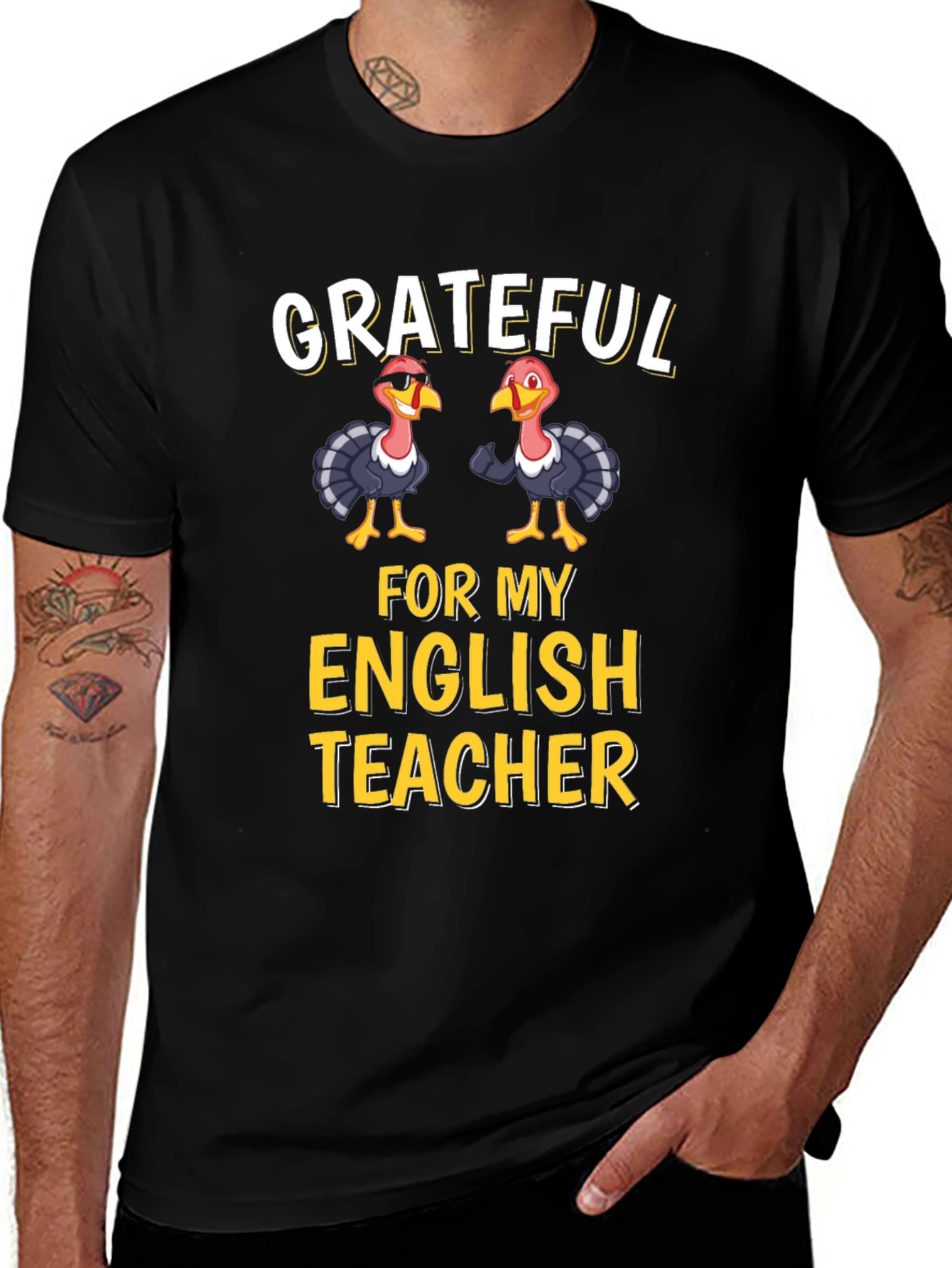 Grateful for My English Teacher Thanksgiving Turkey T-Shirt
