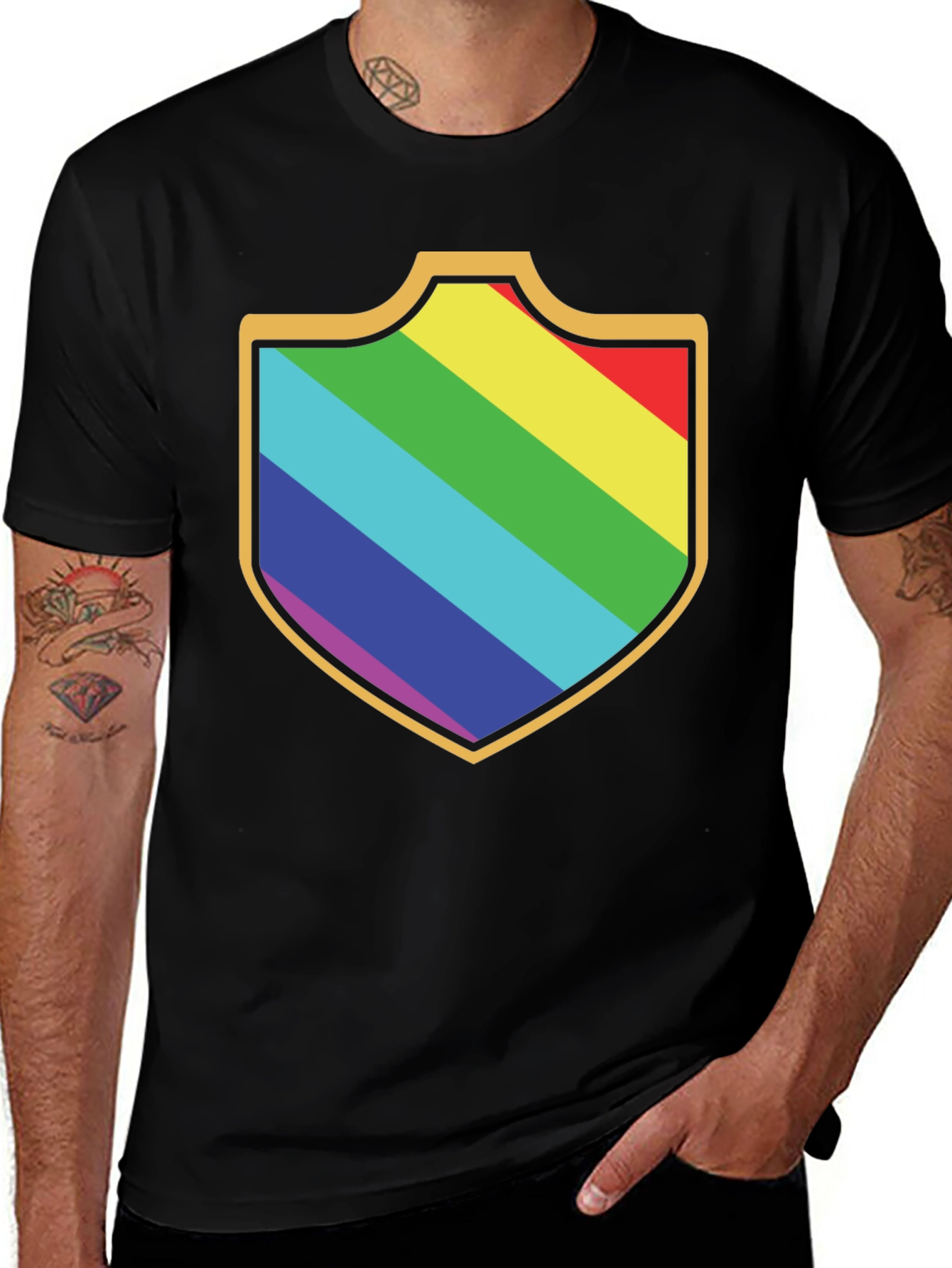 Variant 6 of Rainbow Shield Graphic Tee - Black