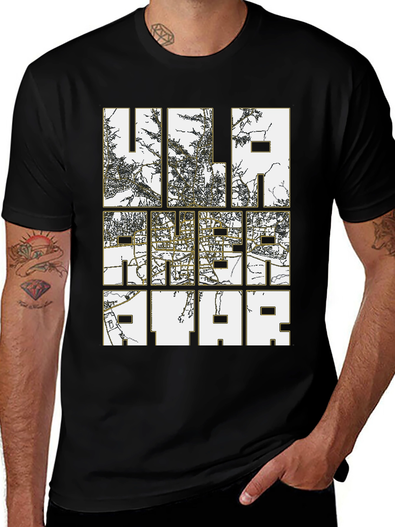 Urban Map Graphic Tee - Stylish Black T-Shirt