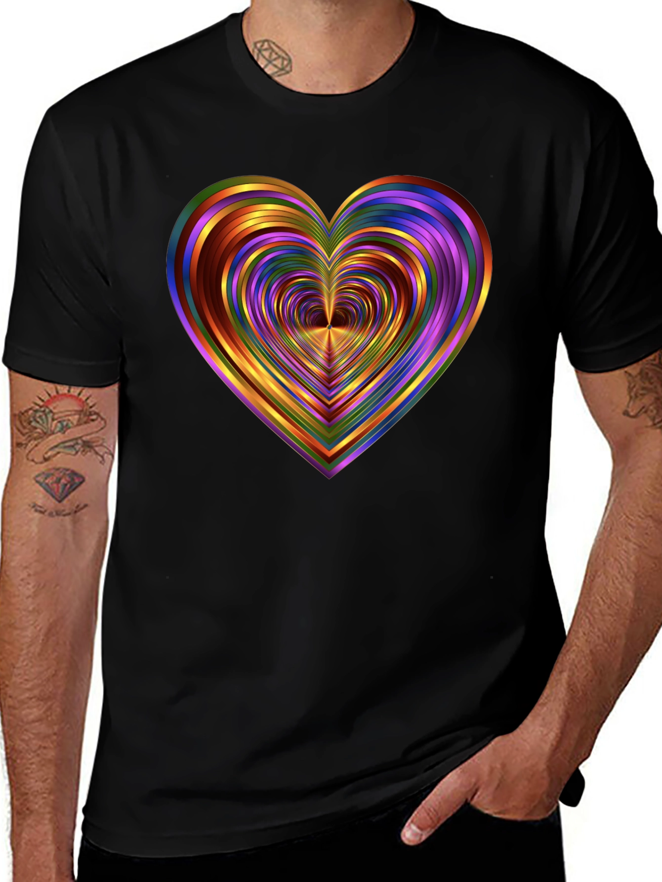 Variant 25 of Rainbow Heart Graphic Tee - Unique Design