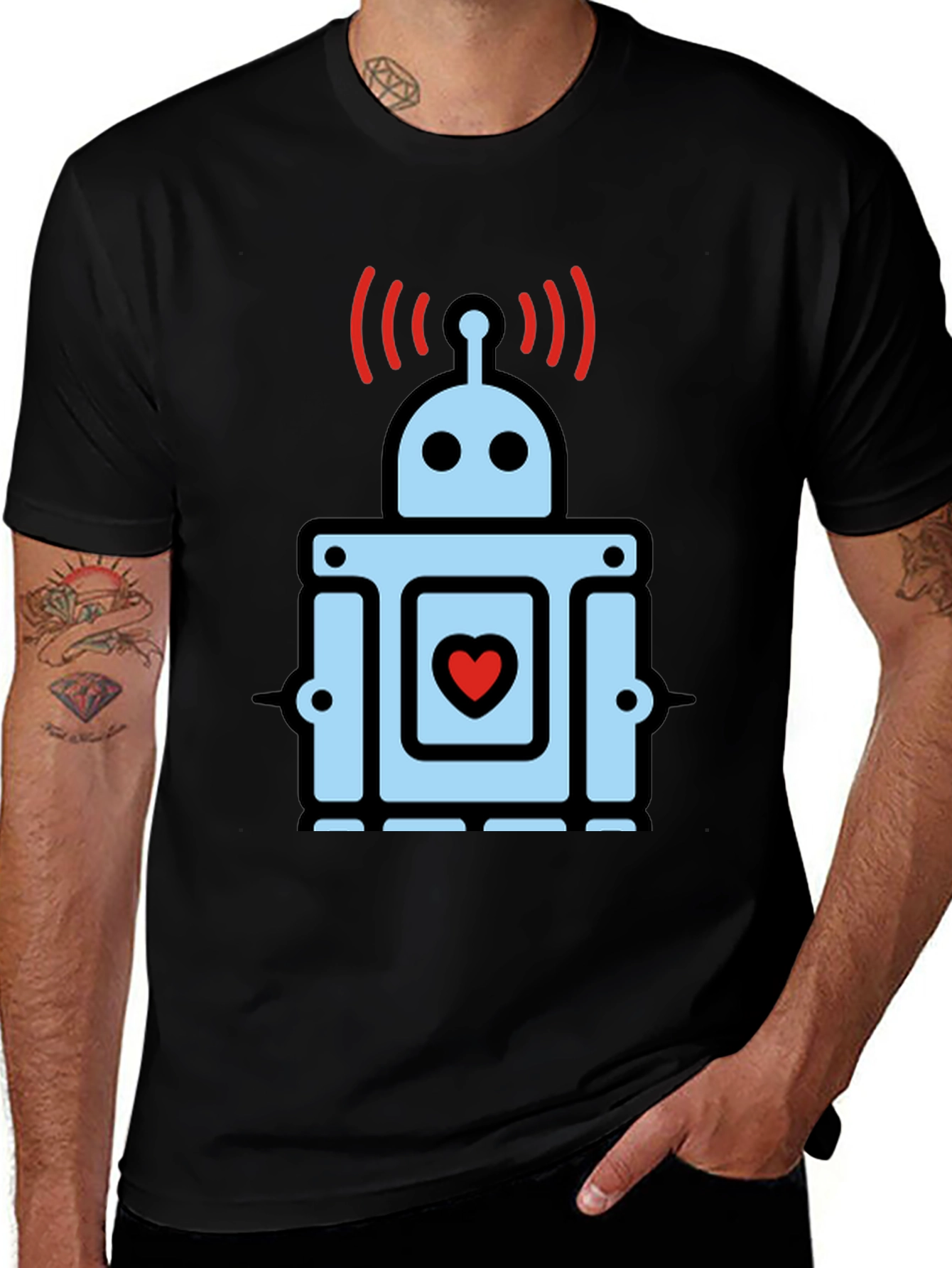 Variant 21 of Heart Robot Graphic T-Shirt