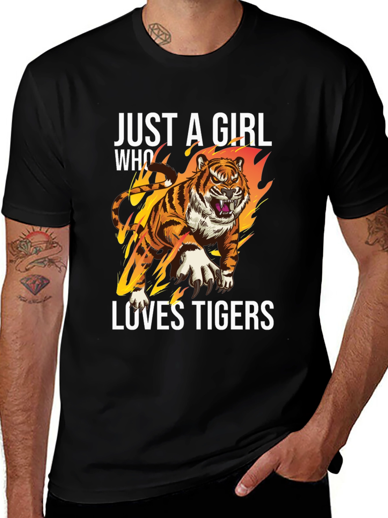 Variant 7 of Just A Girl Who Loves Tigers Graphic T-Shirt