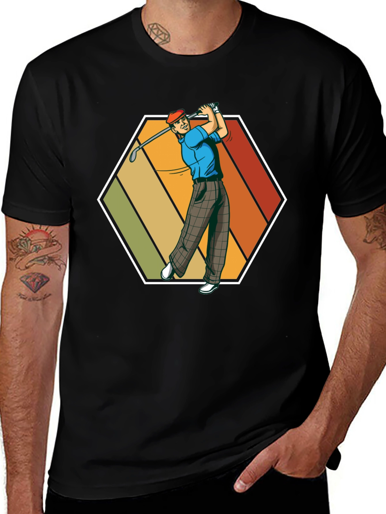Variant 25 of Retro Golf T-Shirt - Golfer Design