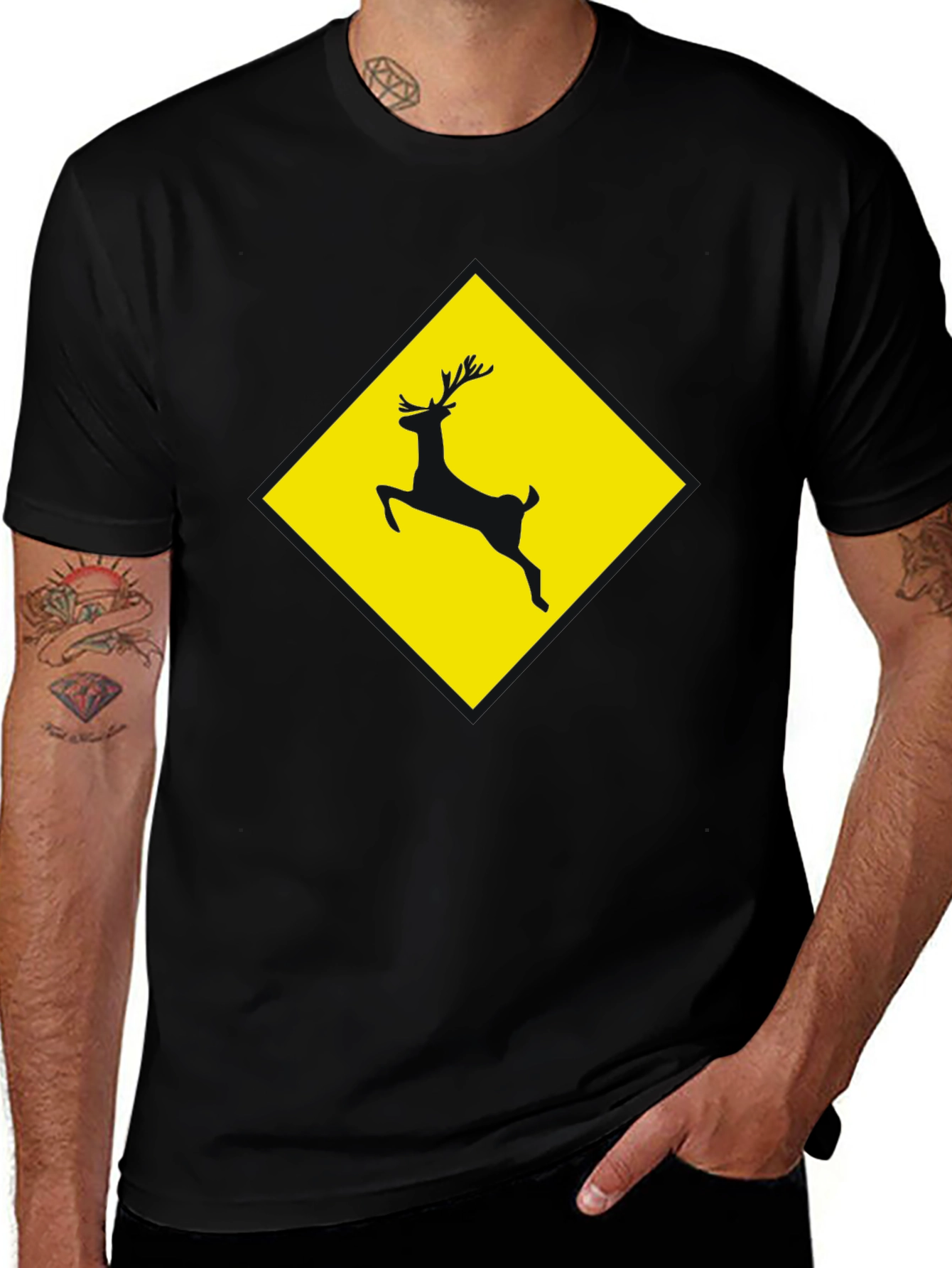 Variant 17 of Deer Crossing Graphic Tee - Black