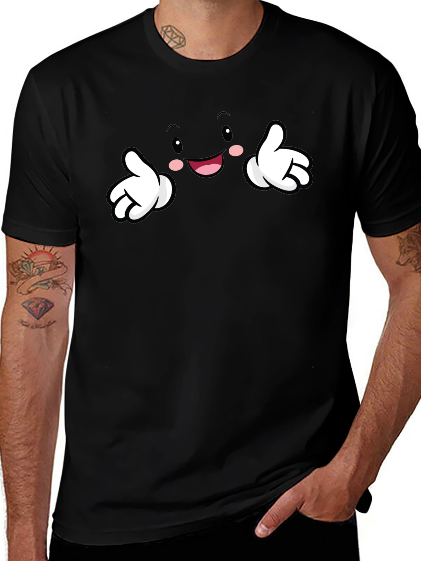 Variant 23 of Funny Cartoon Face Black T-Shirt