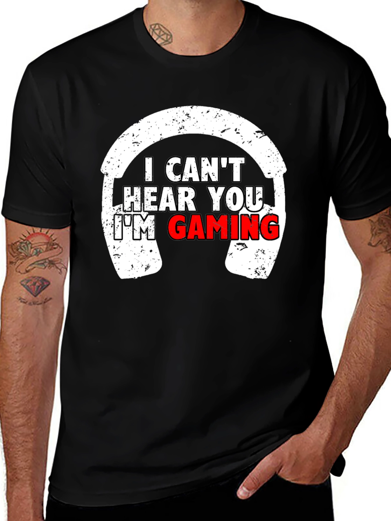 Variant 2 of I Can't Hear You I'm Gaming Black T-Shirt
