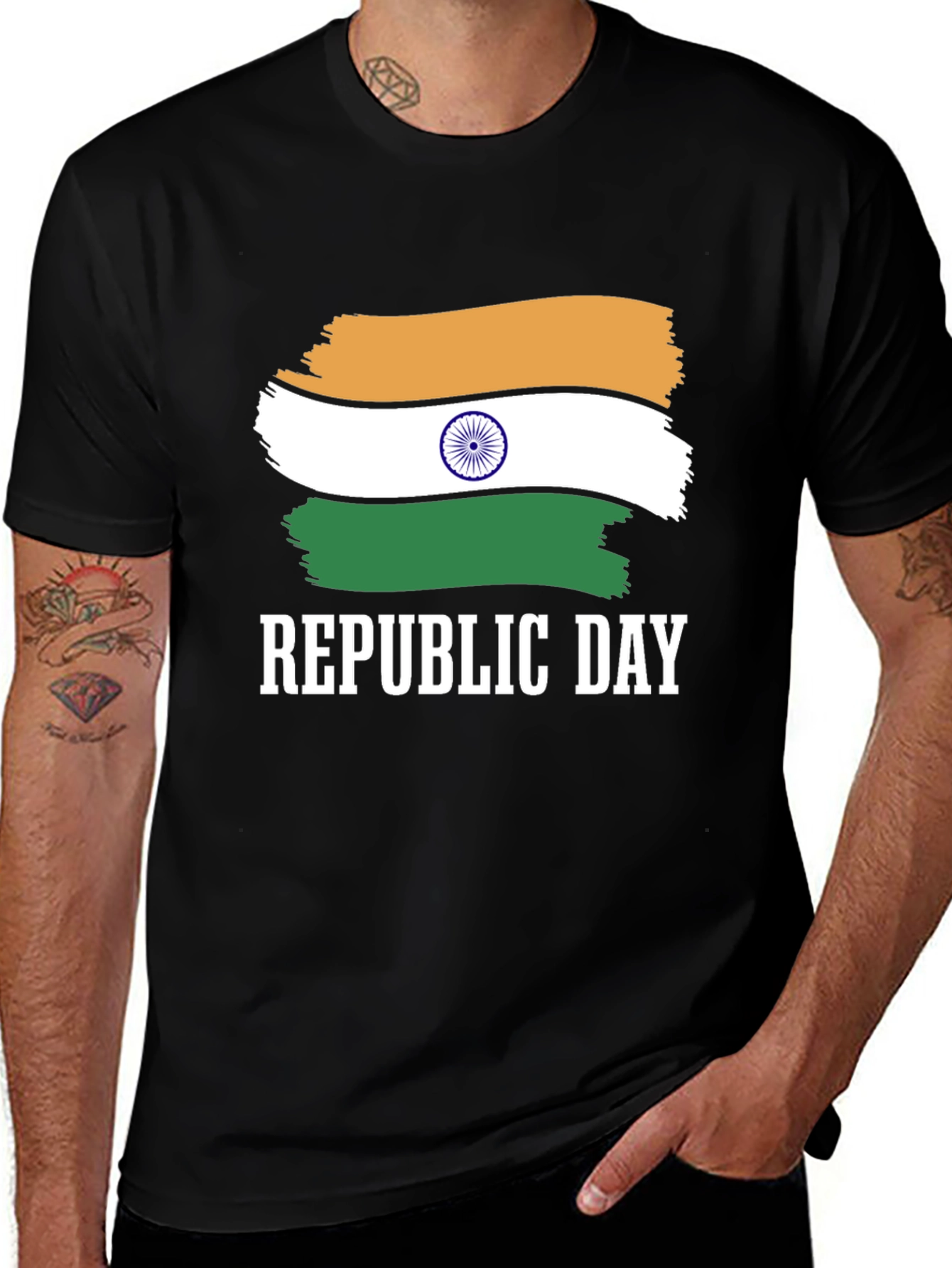Republic Day India Flag T-Shirt - Black
