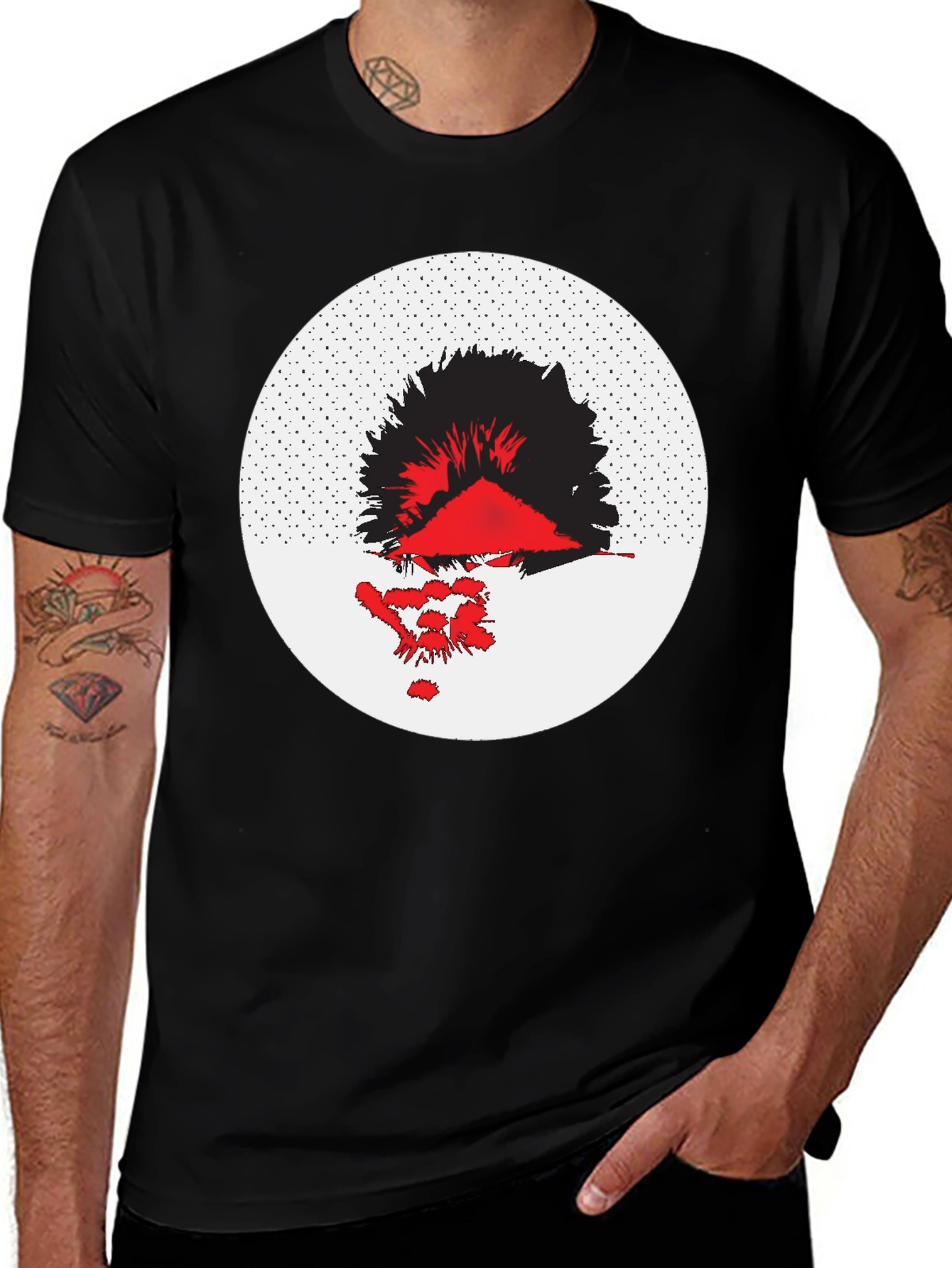 Variant 6 of Abstract Graphic Tee - Black Cotton Blend