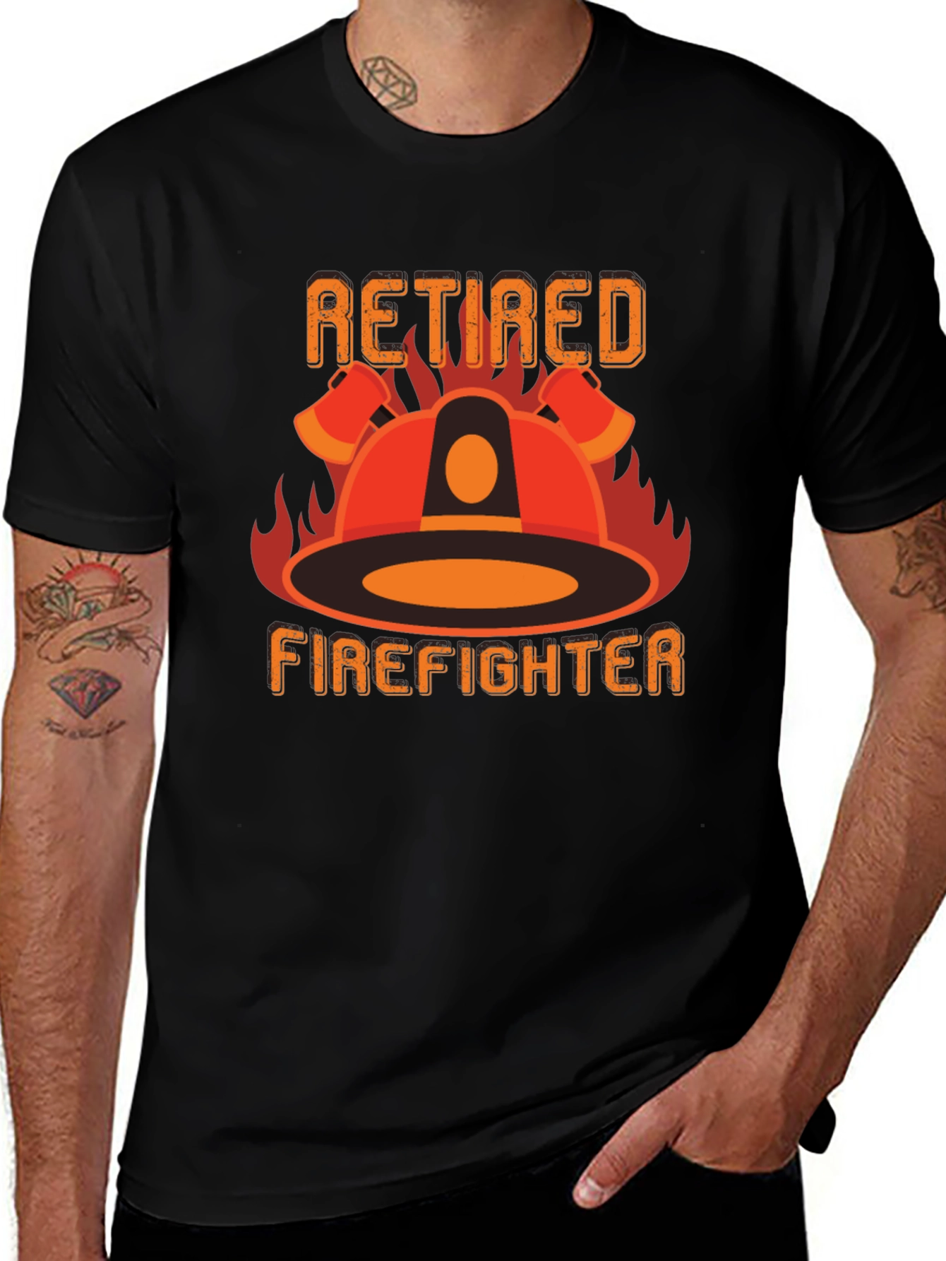 Variant 18 of Retired Firefighter T-Shirt - Black Crew Neck