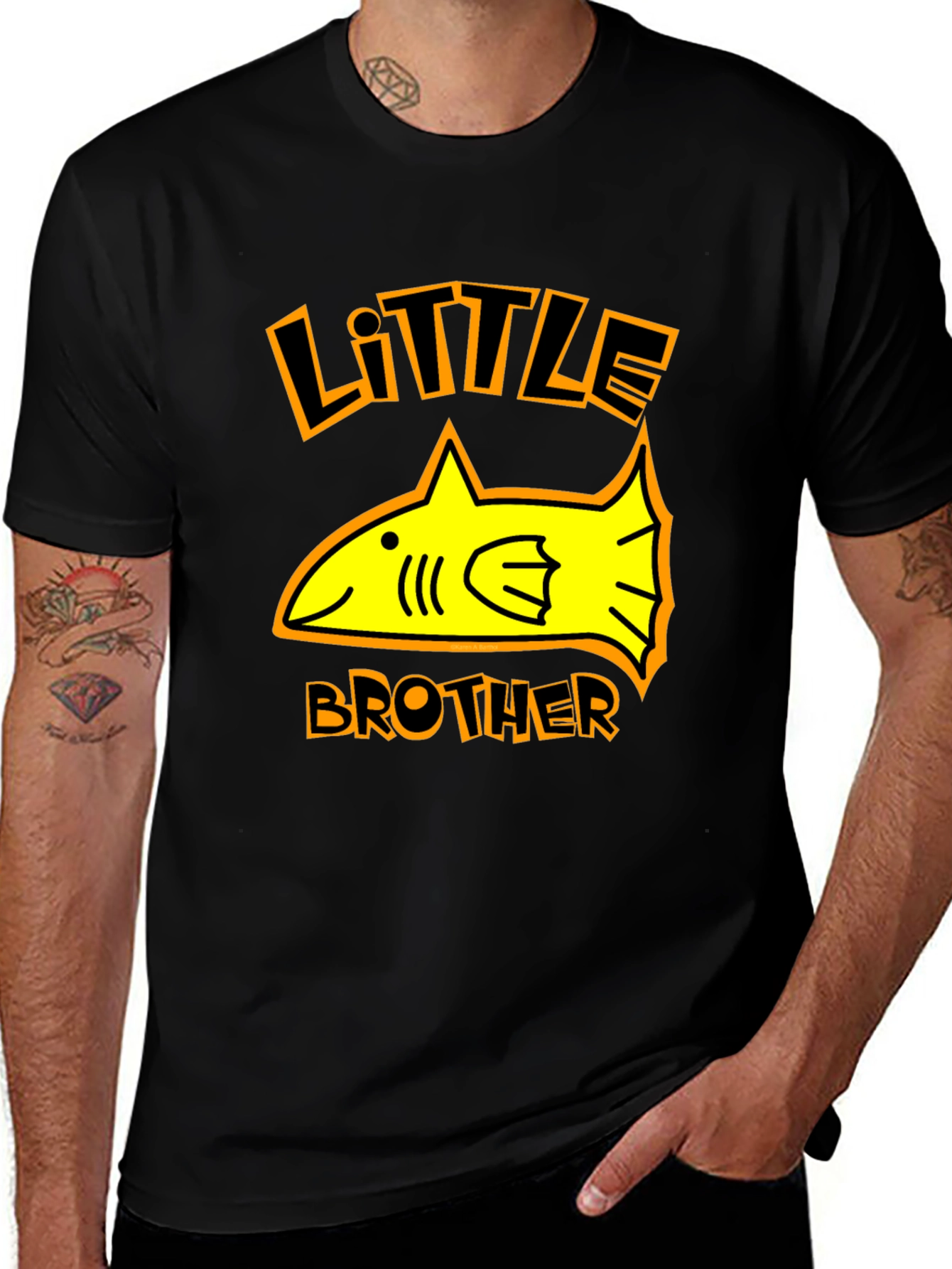 Variant 20 of Little Brother Shark Graphic Tee - Black Cotton T-Shirt
