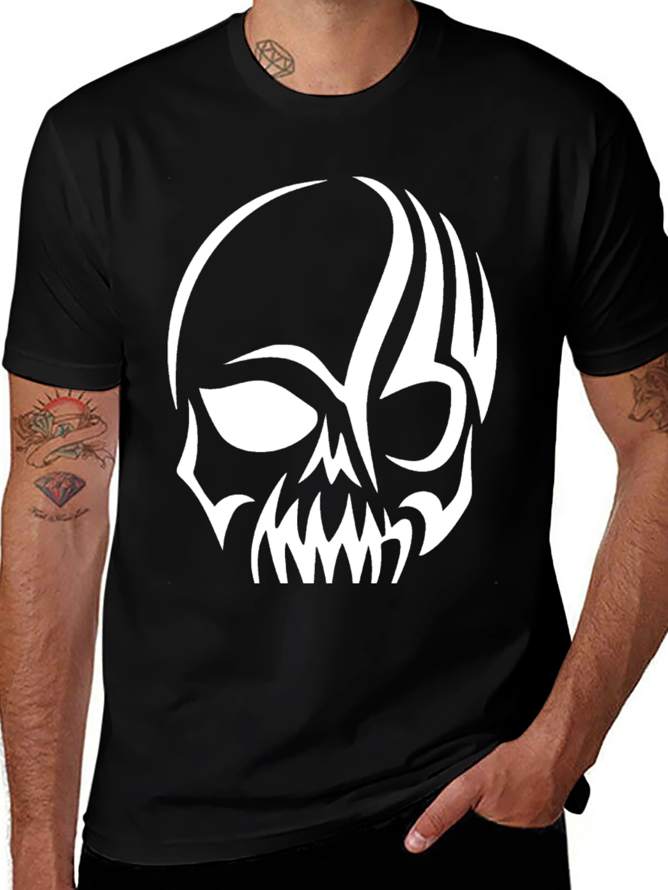 Variant 22 of Skull Graphic Tee - Men's Black T-Shirt