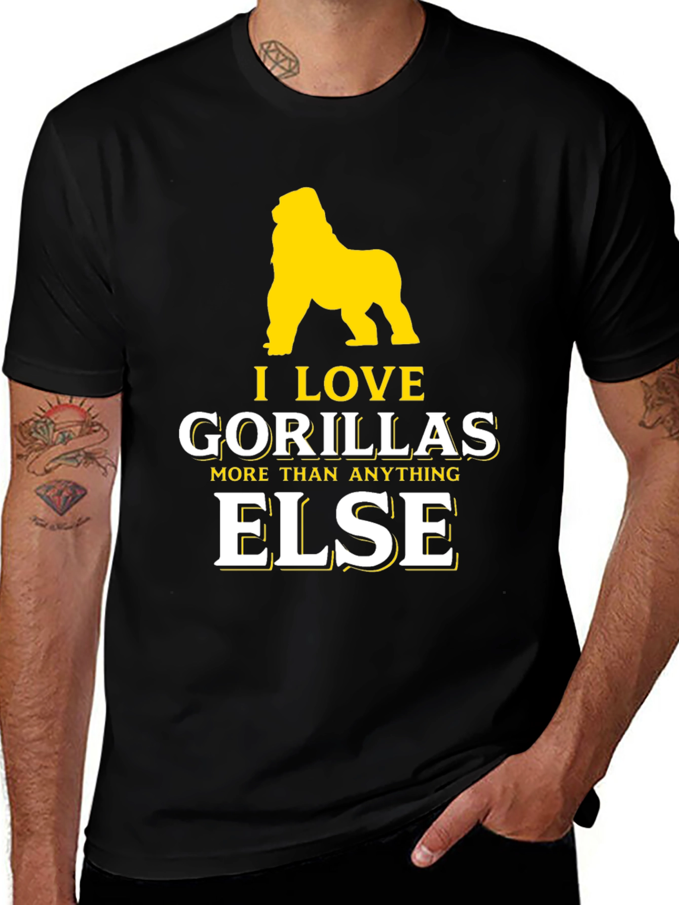 Variant 5 of I Love Gorillas Graphic T-Shirt - Unique Design