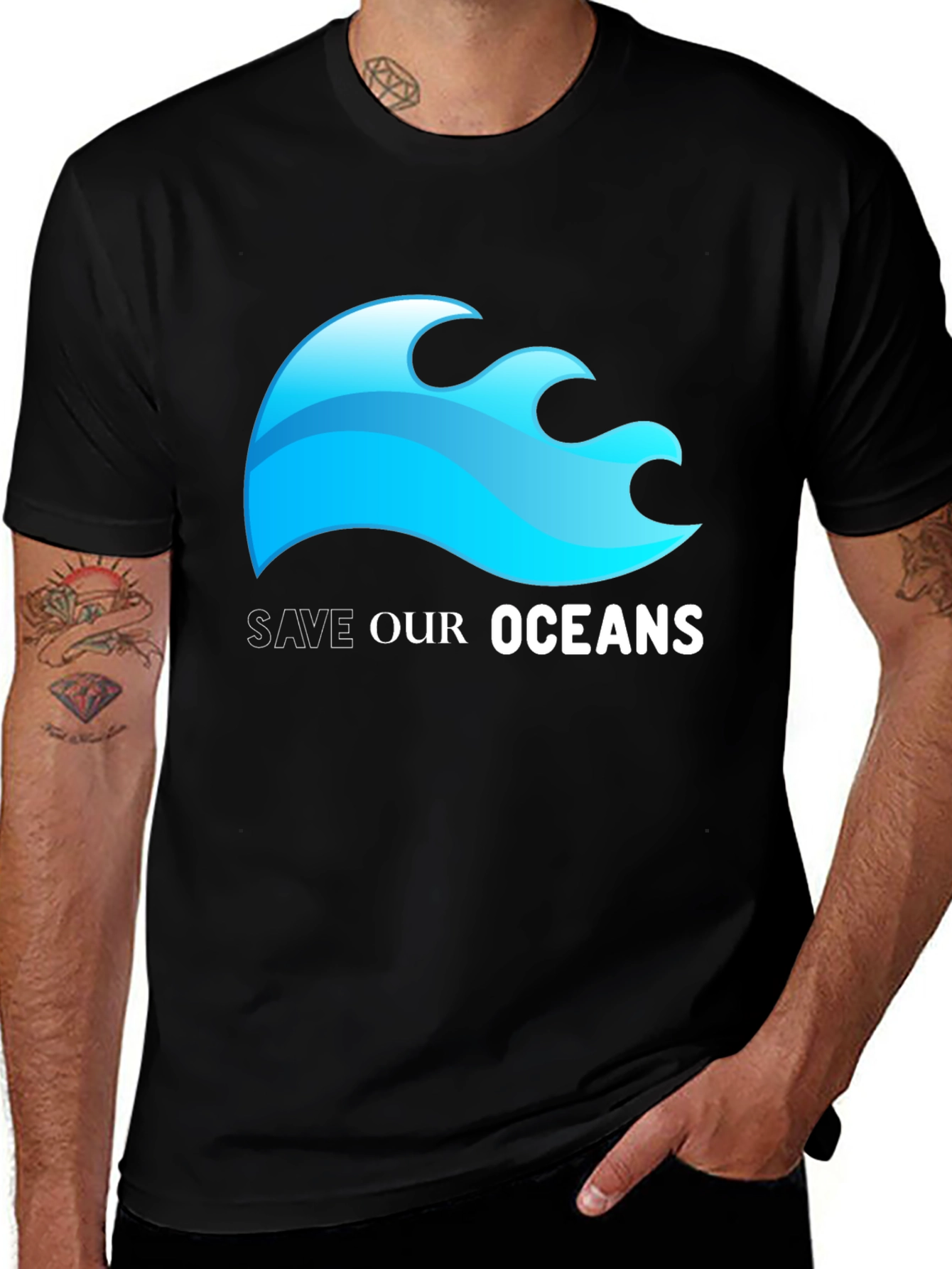 Variant 11 of Save Our Oceans Graphic Tee - Black