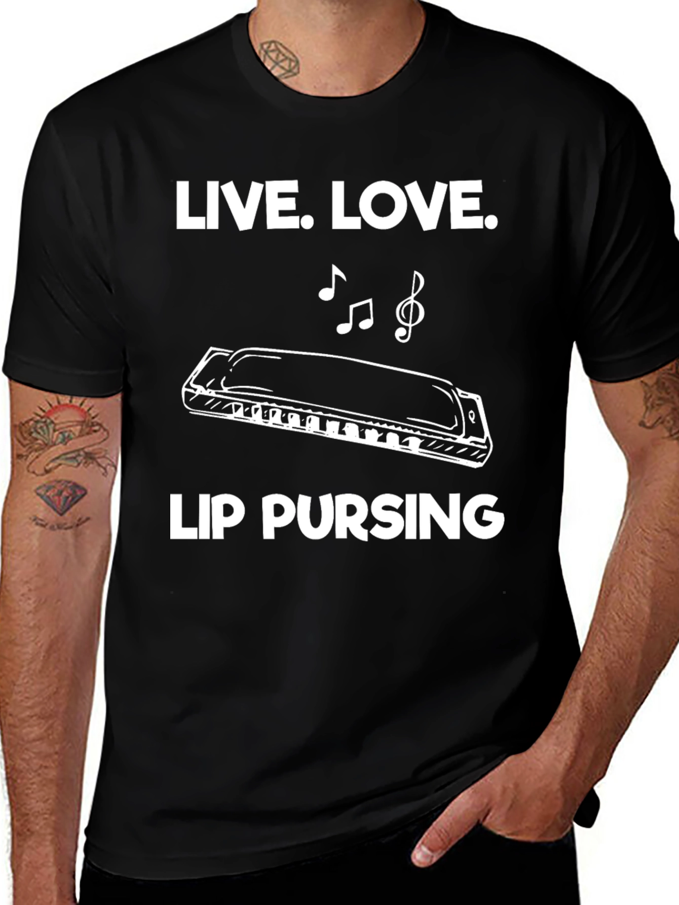 Live Love Lip Pursing Black T-Shirt