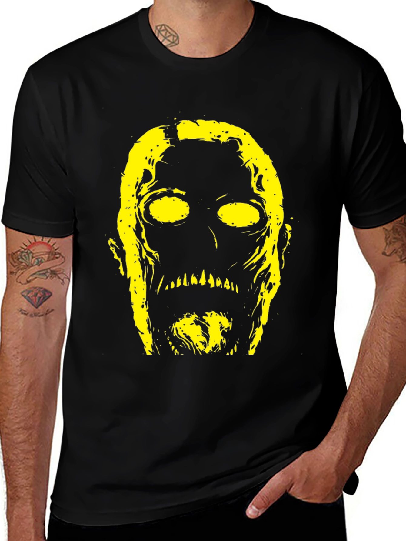 Variant 18 of Creepy Graphic Print Black T-Shirt