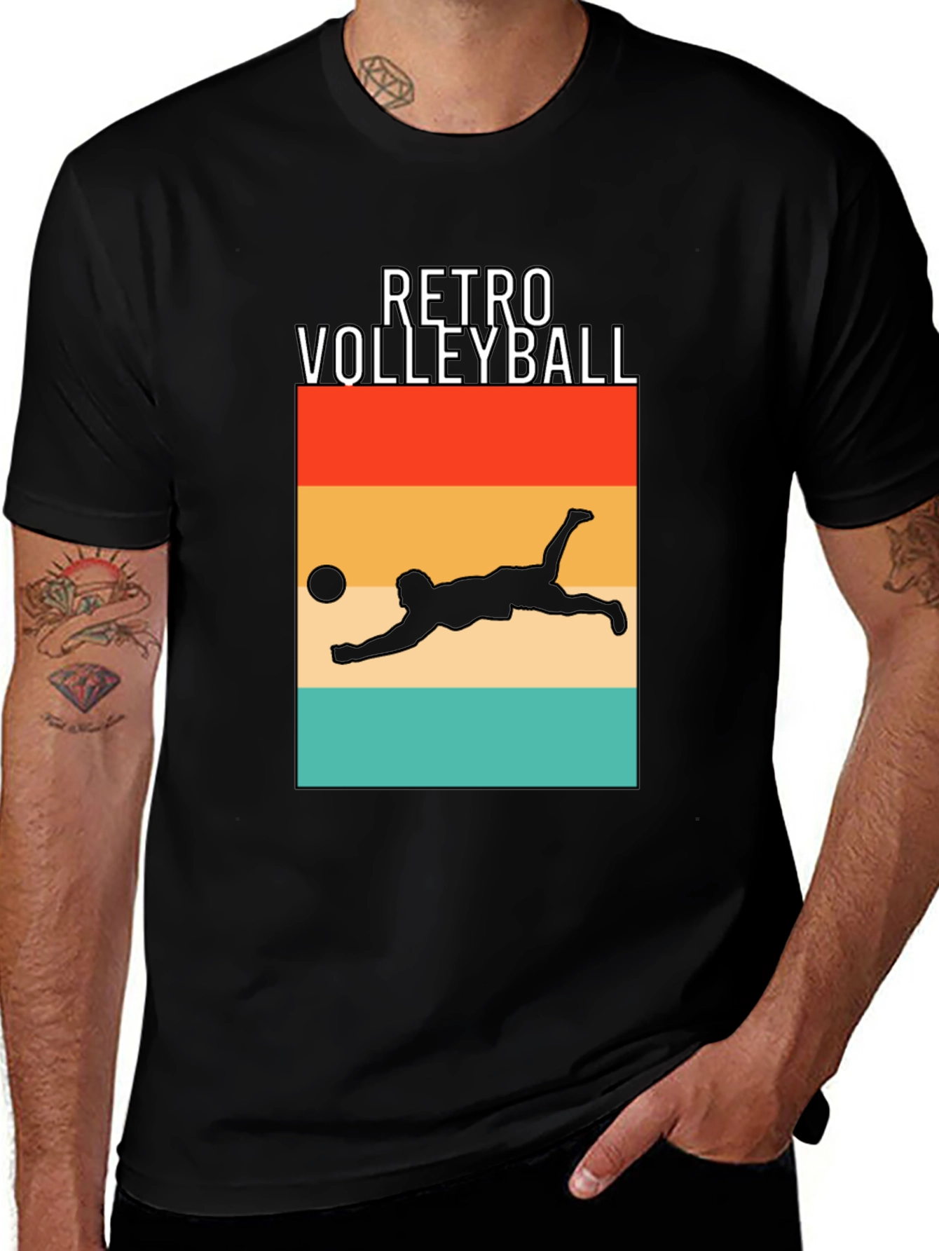 Variant 14 of Retro Volleyball Graphic Tee - Black