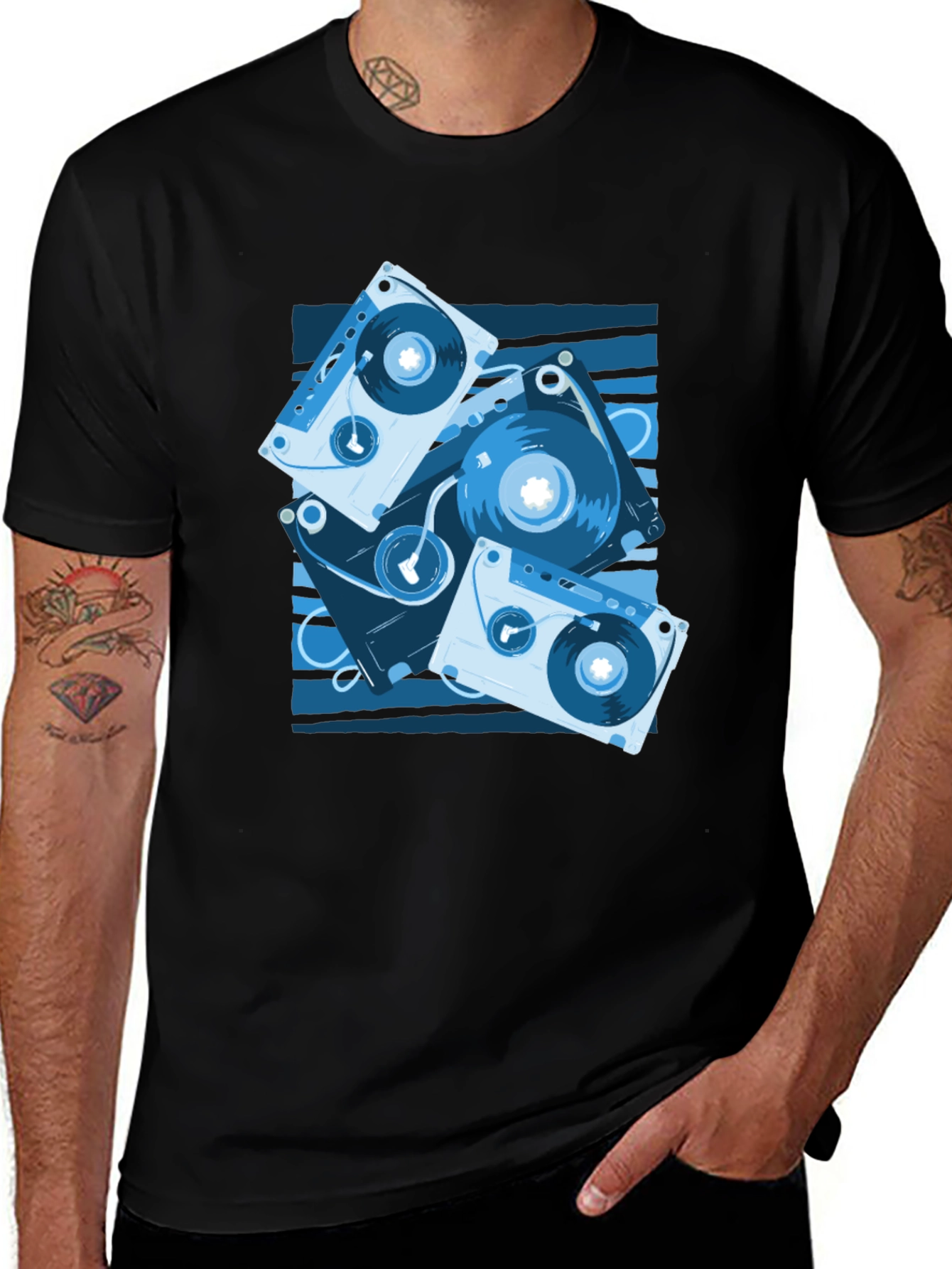Variant 27 of Retro Cassette Tape Graphic Tee - Classic Black Shirt