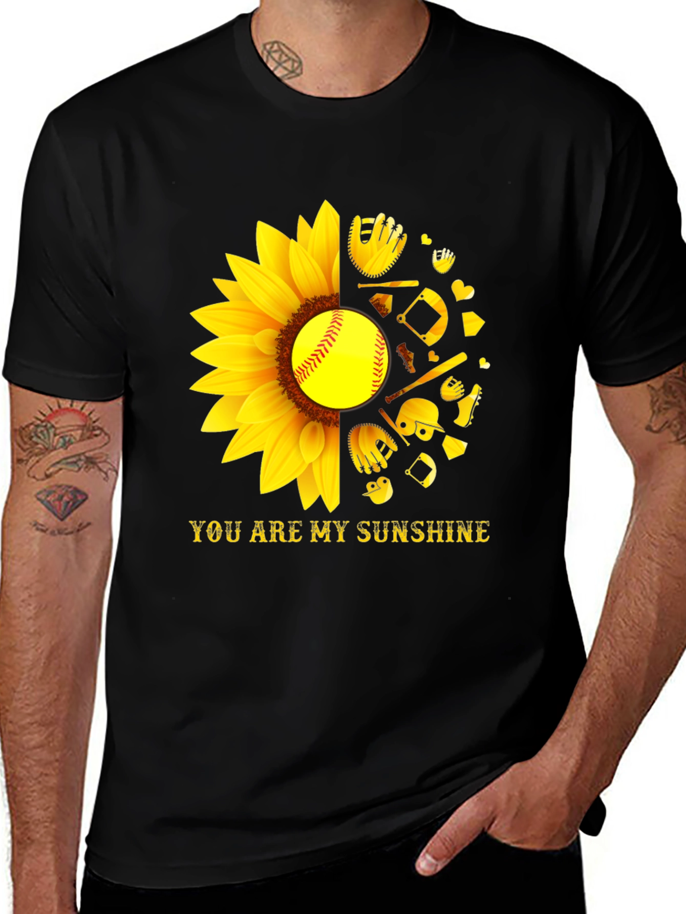 Variant 14 of Sunflower Softball T-Shirt - You Are My Sunshine