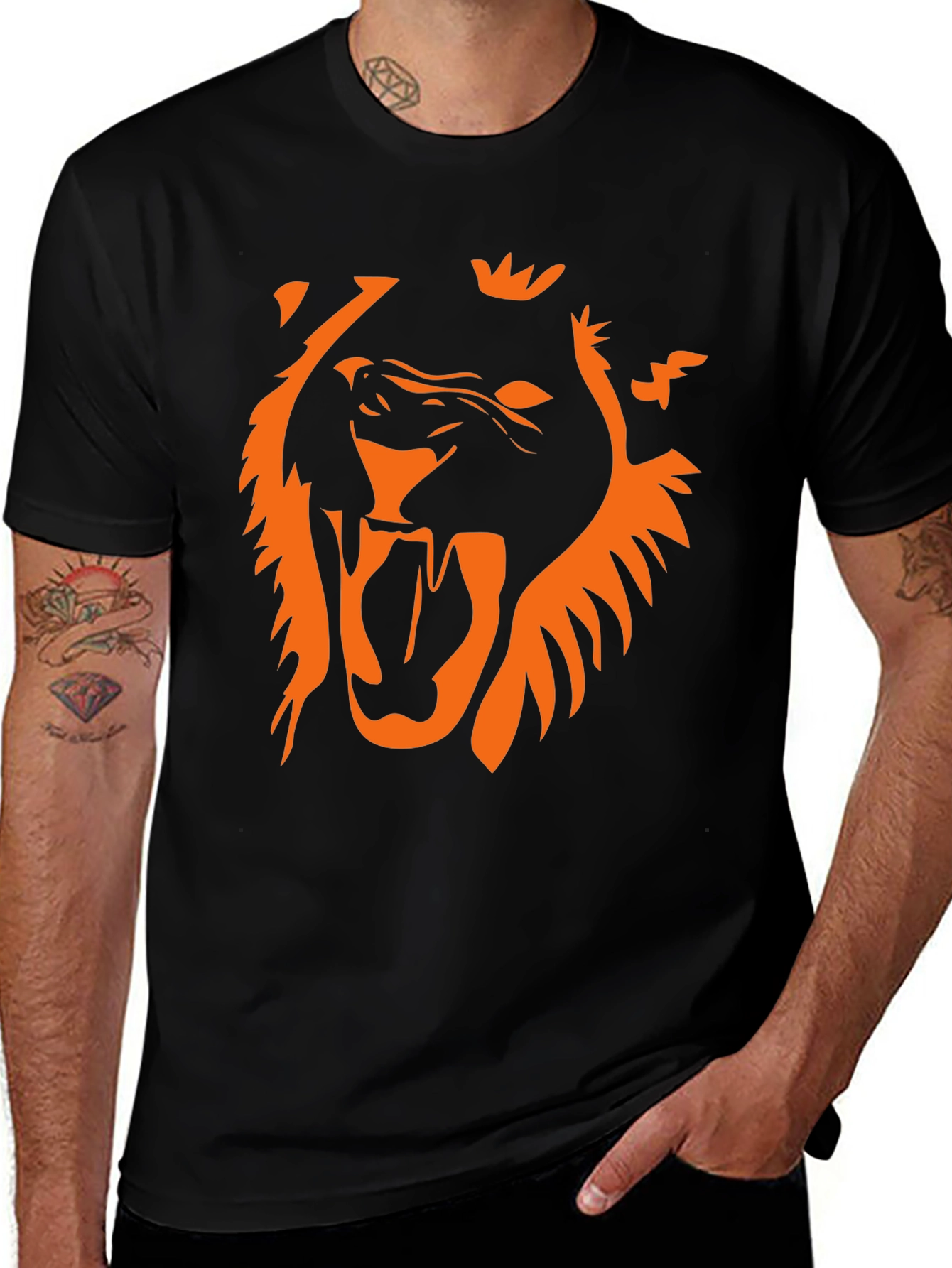 Variant 25 of Bold Lion Graphic Tee - Black Cotton T-Shirt