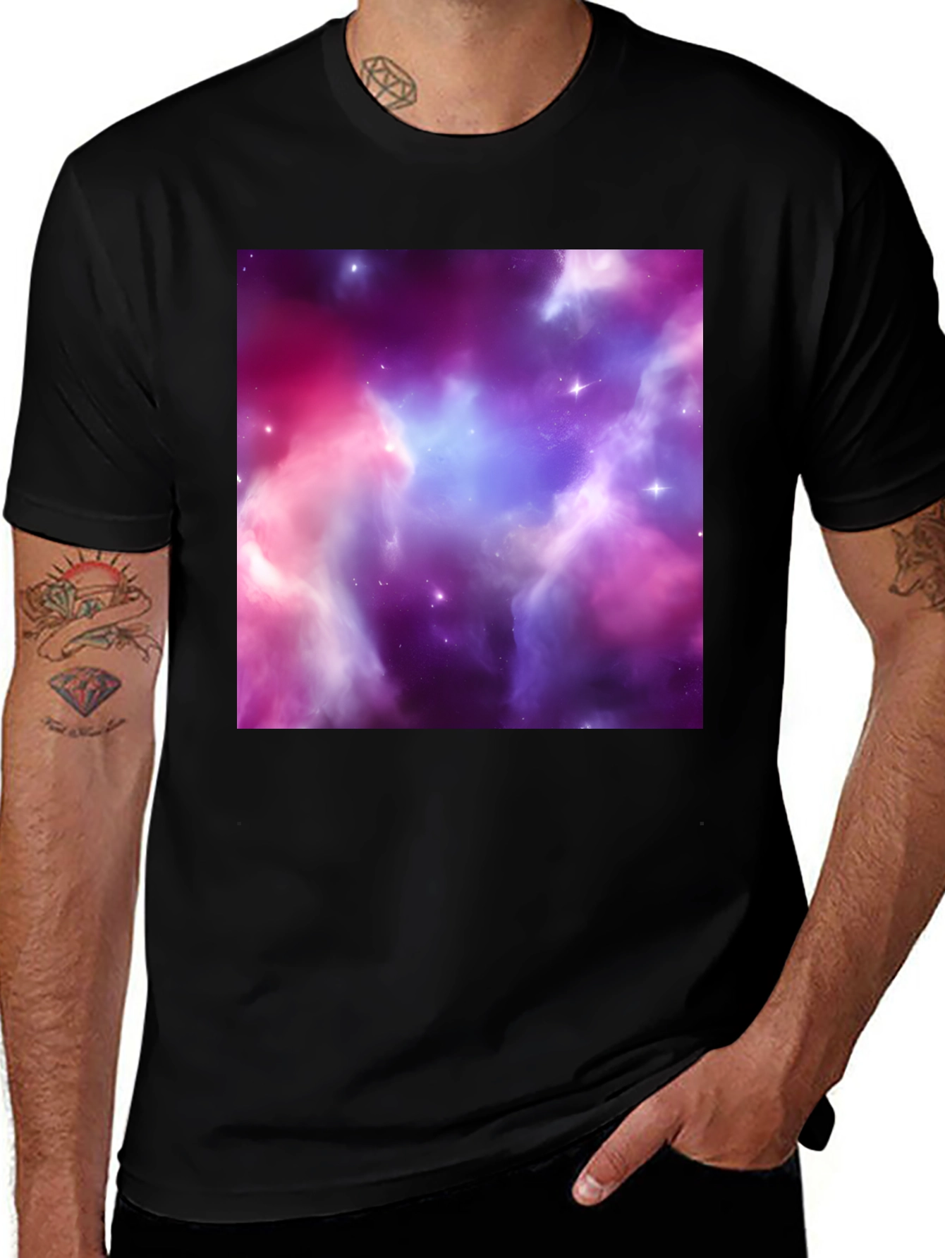 Black Nebula Print Tee - Black Short Sleeve Men's T-Shirt main image