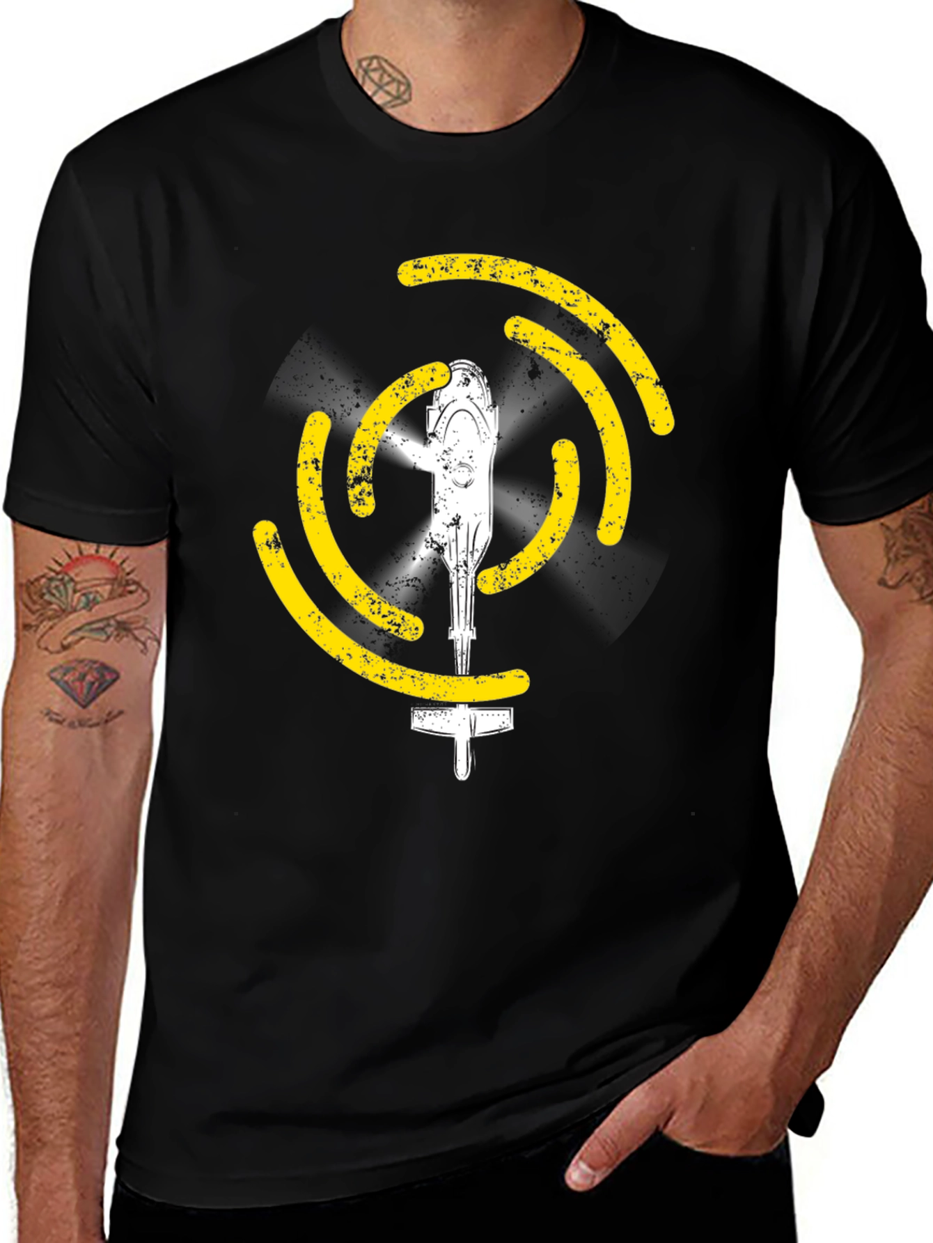 Black Helicopter Graphic Tee - Black Cotton T-Shirt main image