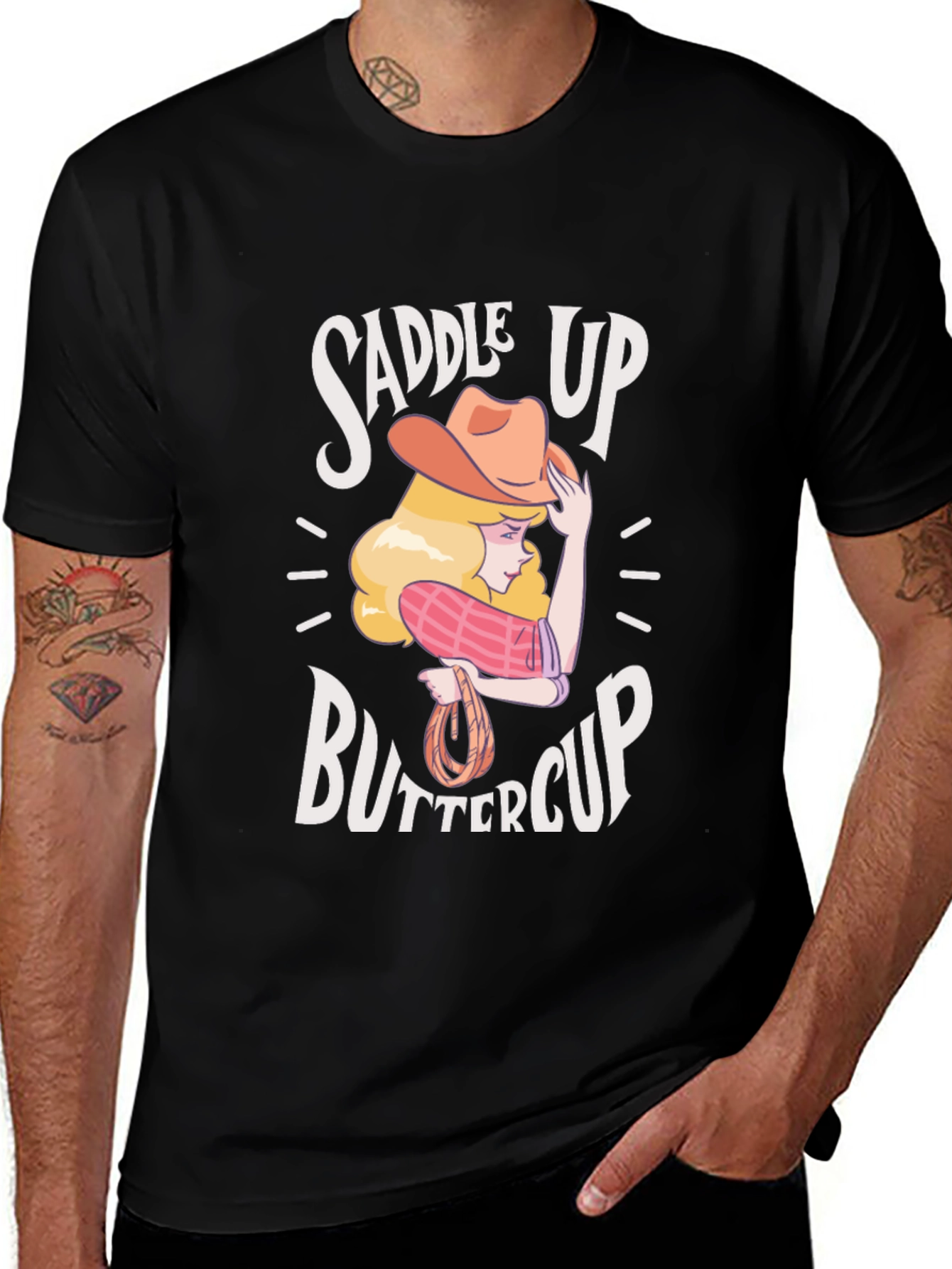 Variant 25 of Saddle Up Buttercup Black Graphic T-Shirt