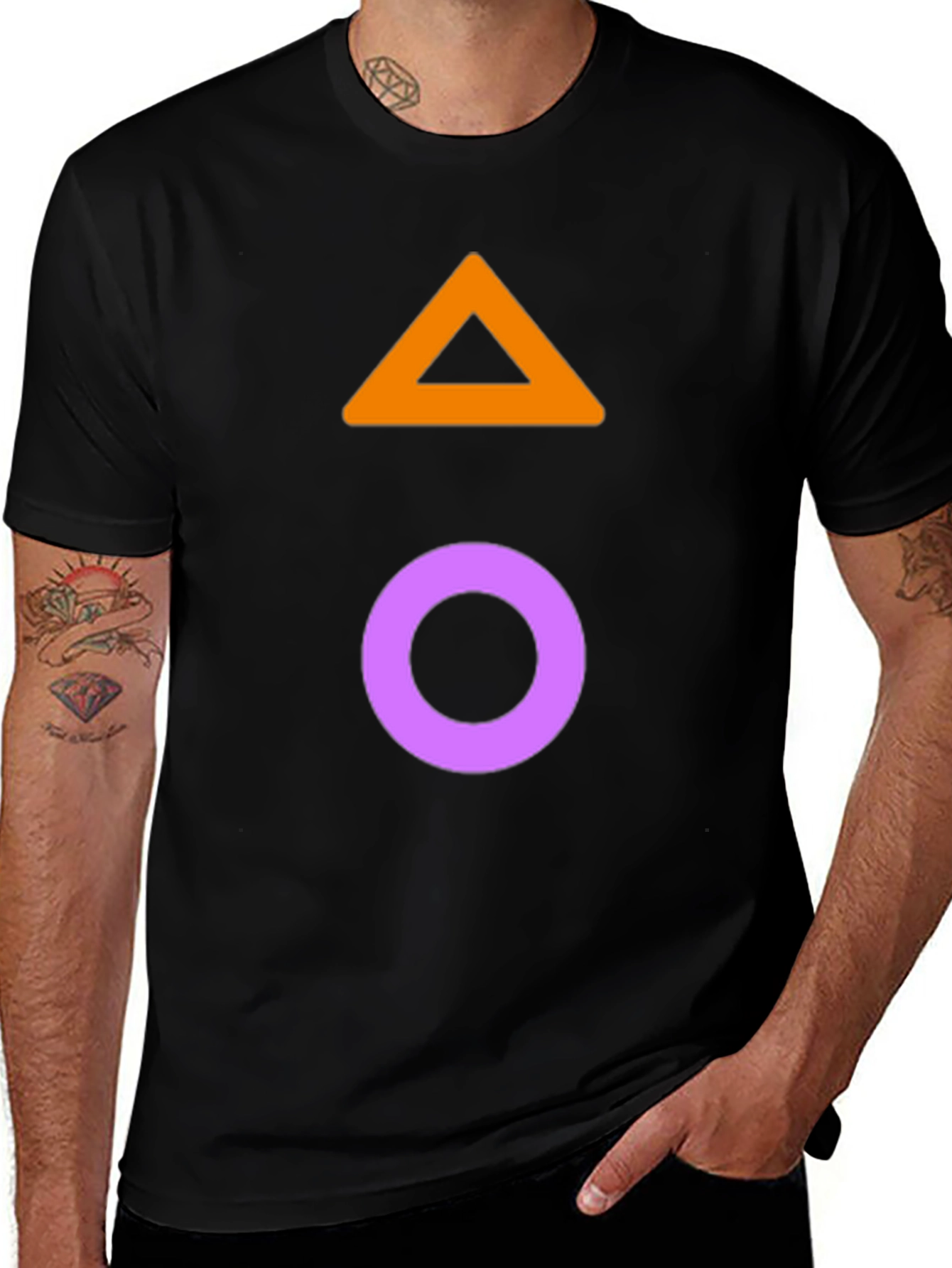 Variant 16 of Geometric Graphic Tee: Triangle & Circle Design