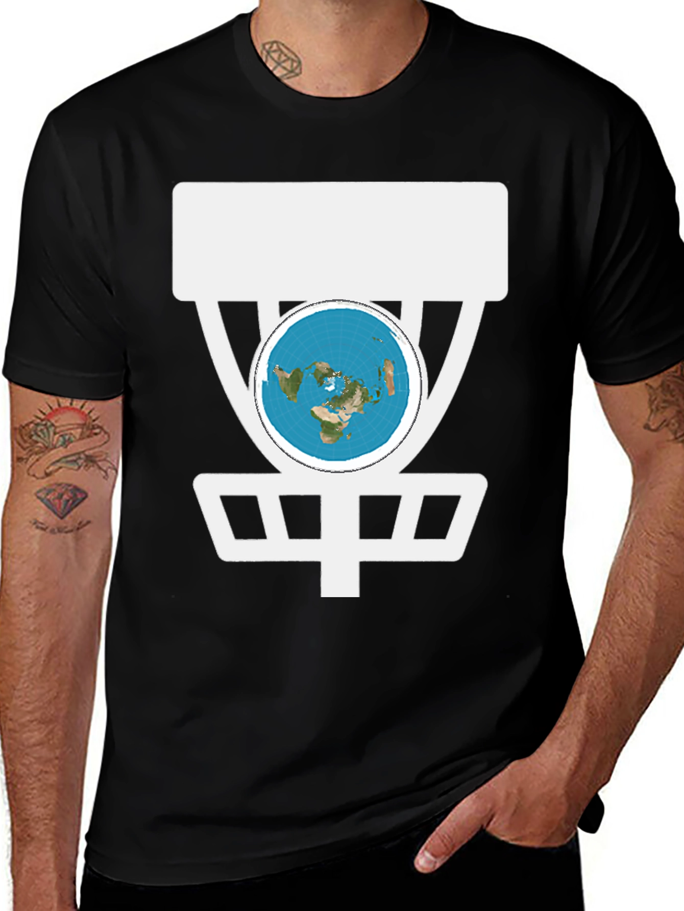 Variant 26 of Flat Earth Disc Golf T-Shirt Funny Conspiracy Tee