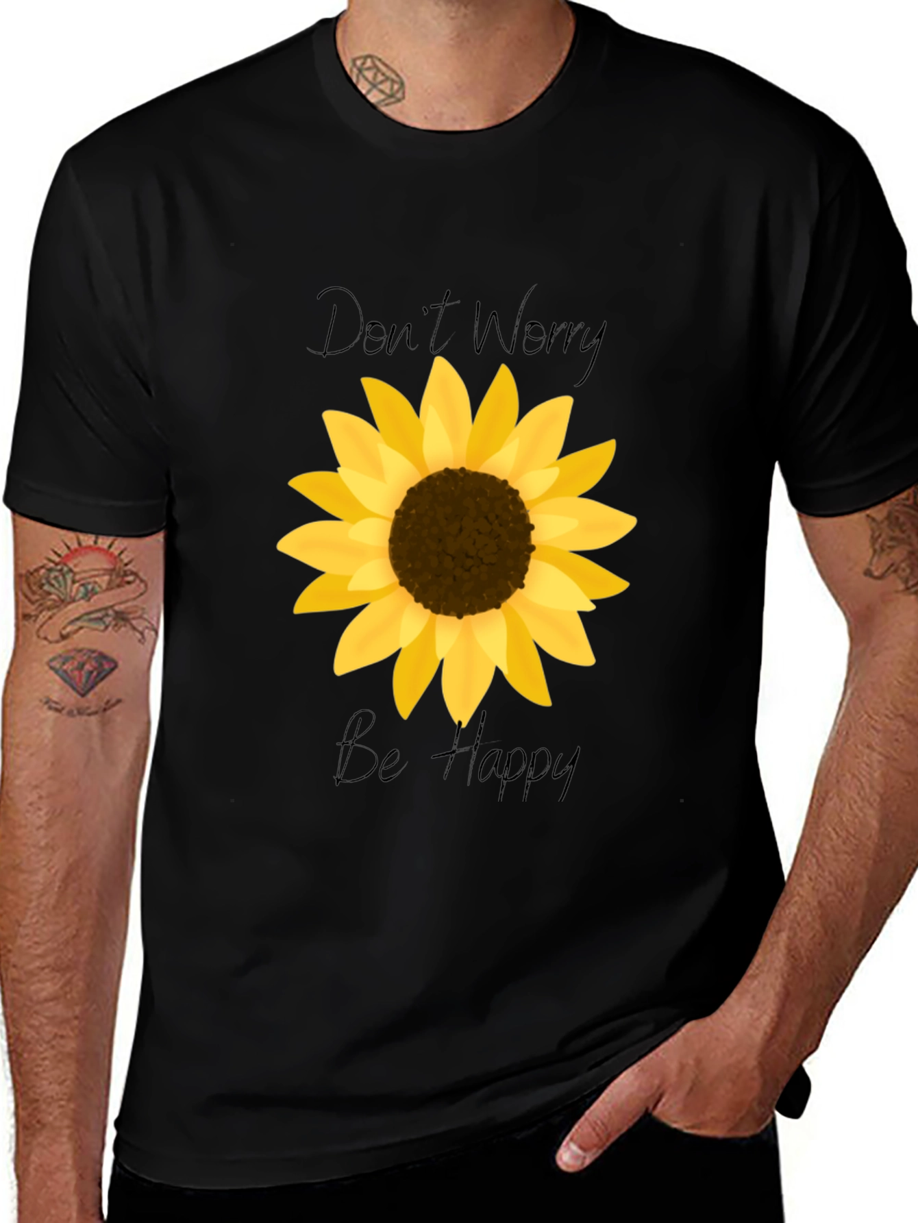 Variant 16 of Don't Worry Be Happy Sunflower Graphic Tee