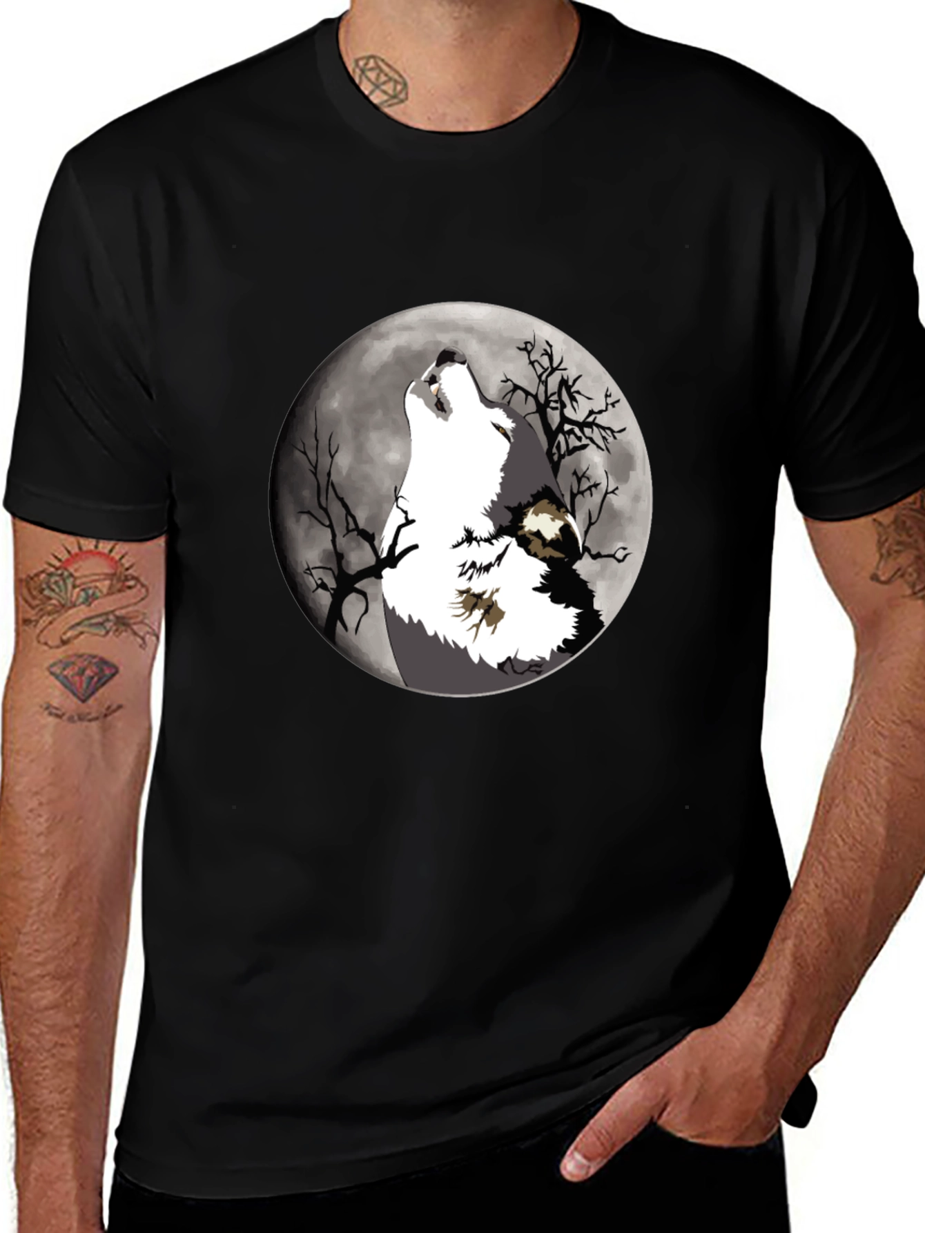 Variant 12 of Wolf Howling at Moon Graphic T-Shirt