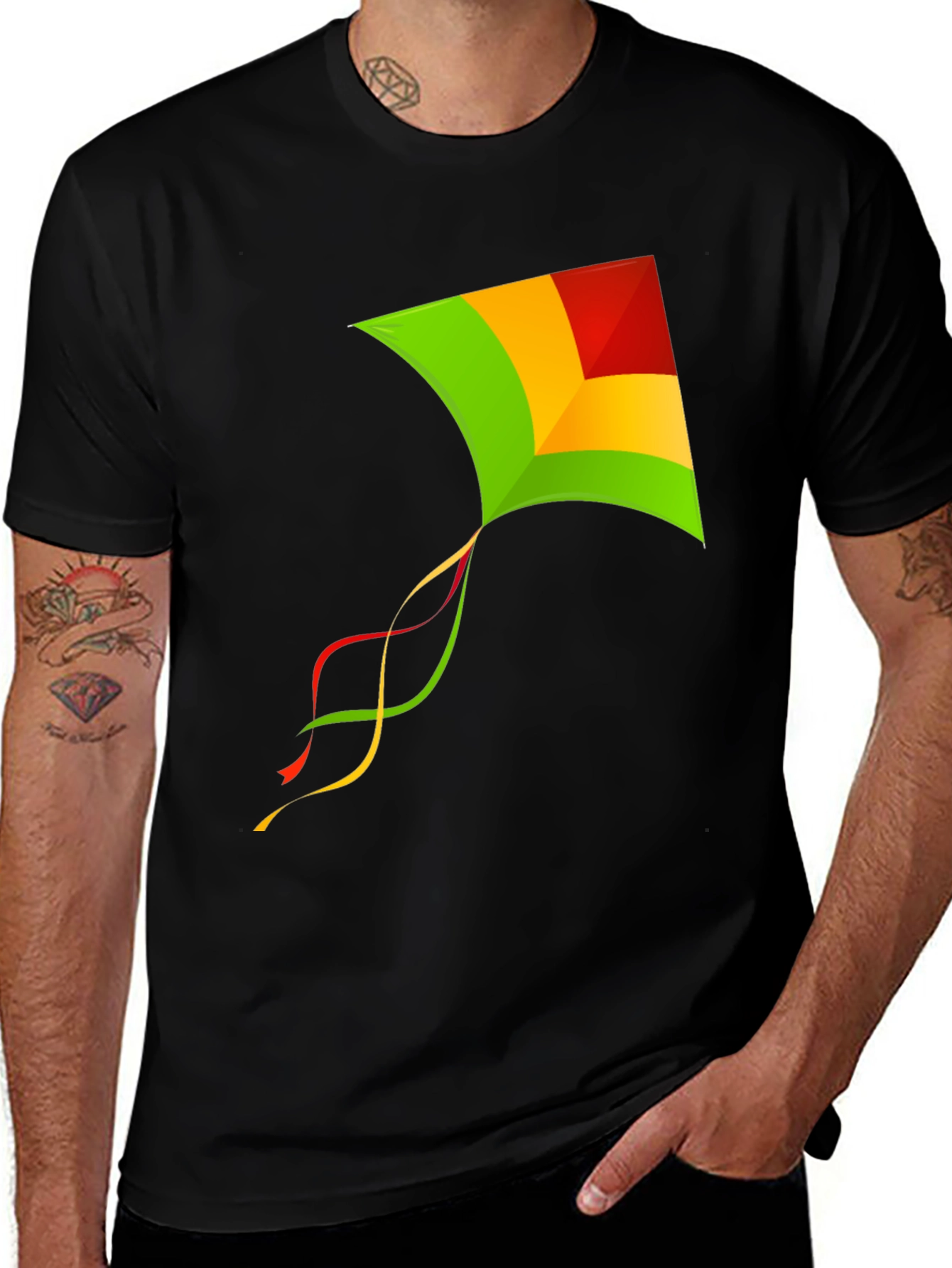 Variant 7 of Kite Graphic Tee - Stylish Men's Black T-Shirt