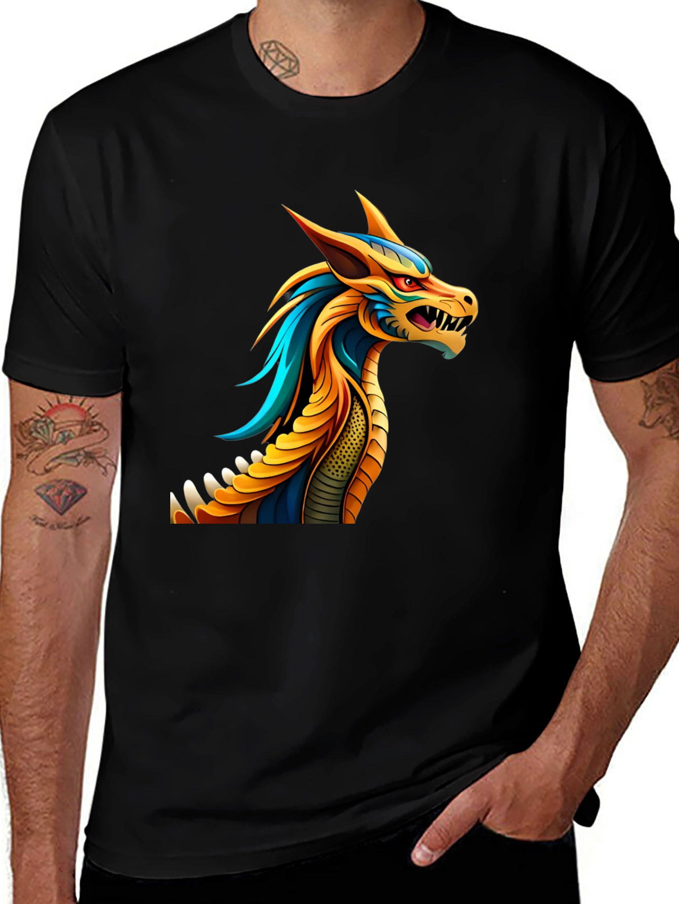 Variant 24 of Dragon Graphic Tee - Men's Black T-Shirt