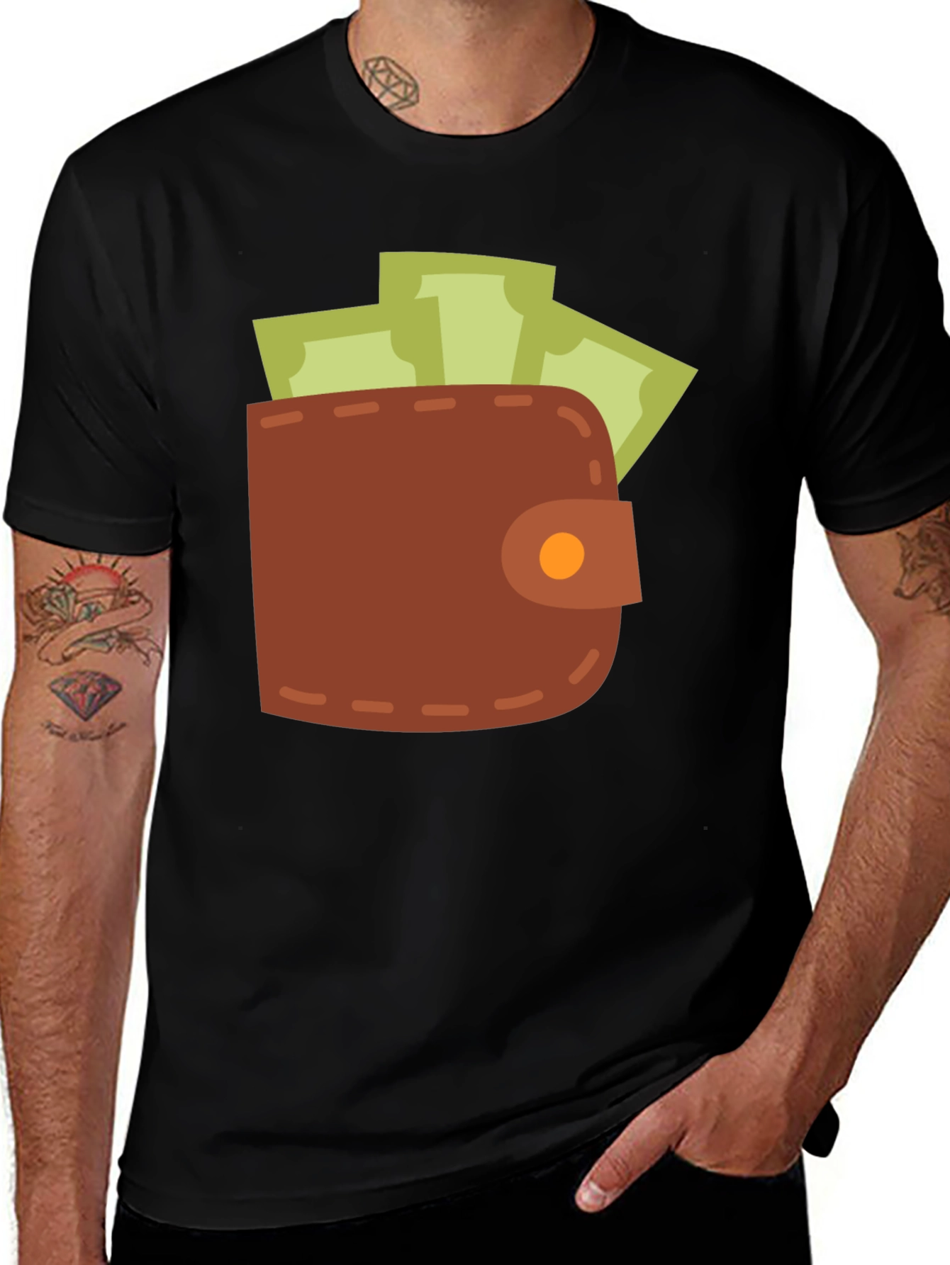 Variant 25 of Wallet & Cash Graphic Tee - Funny Money Shirt