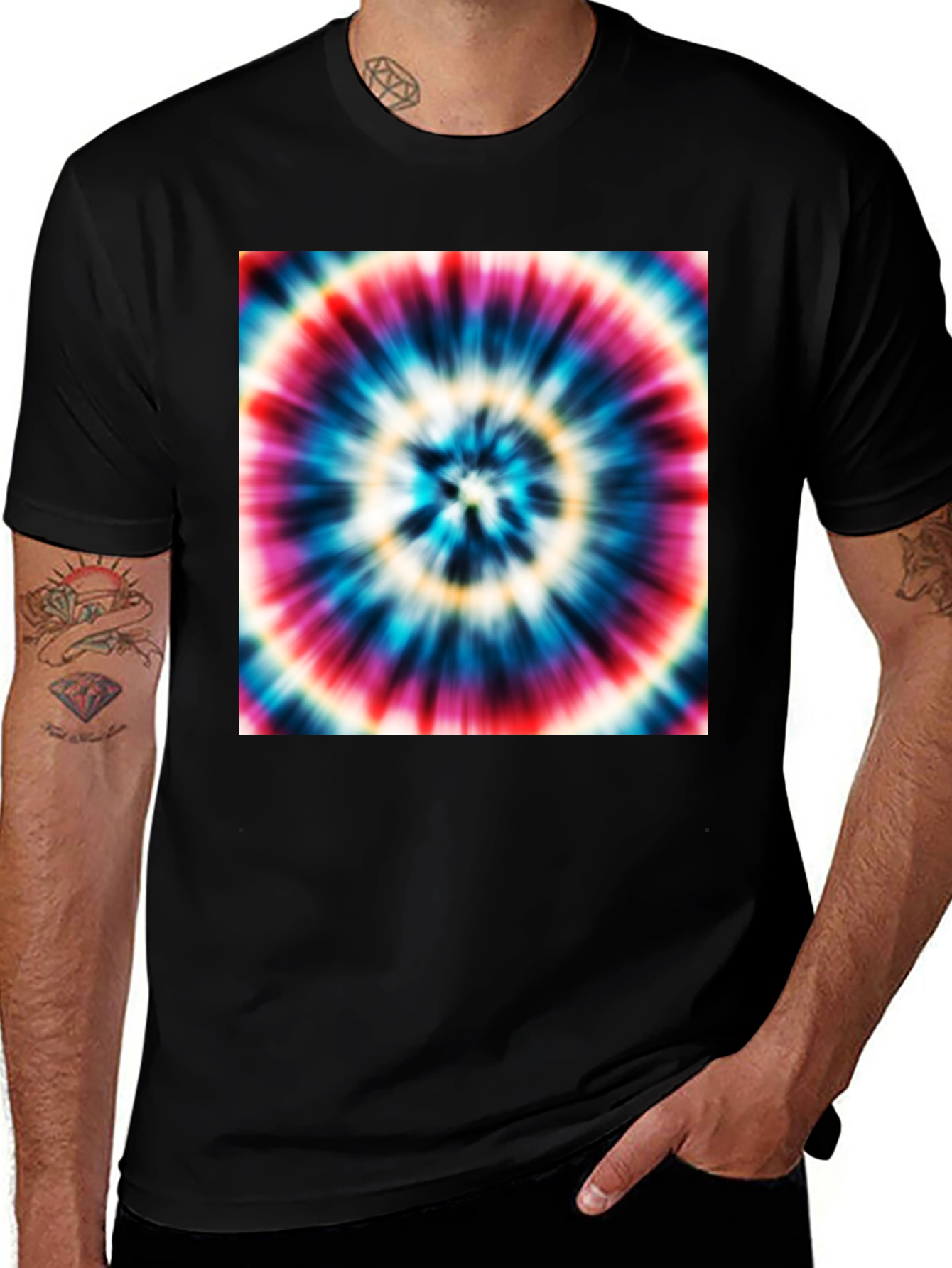 Variant 28 of Tie Dye Swirl Graphic Black T-Shirt