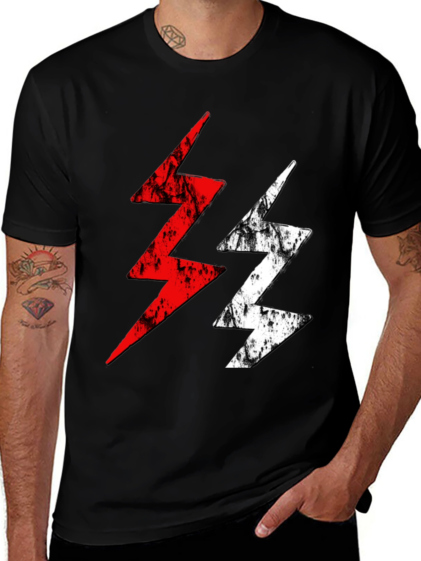 Variant 22 of Lightning Bolt Graphic Tee - Red and White