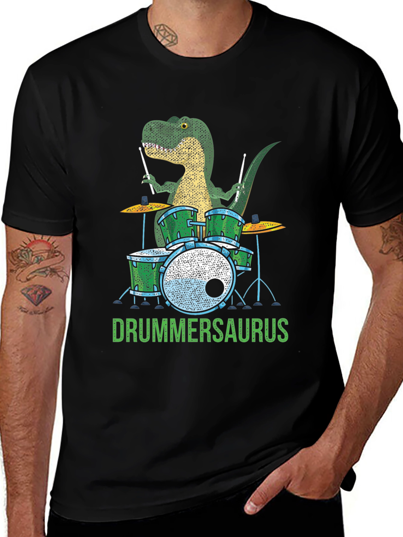 Drummersaurus T-Shirt - Dinosaur Drummer Tee