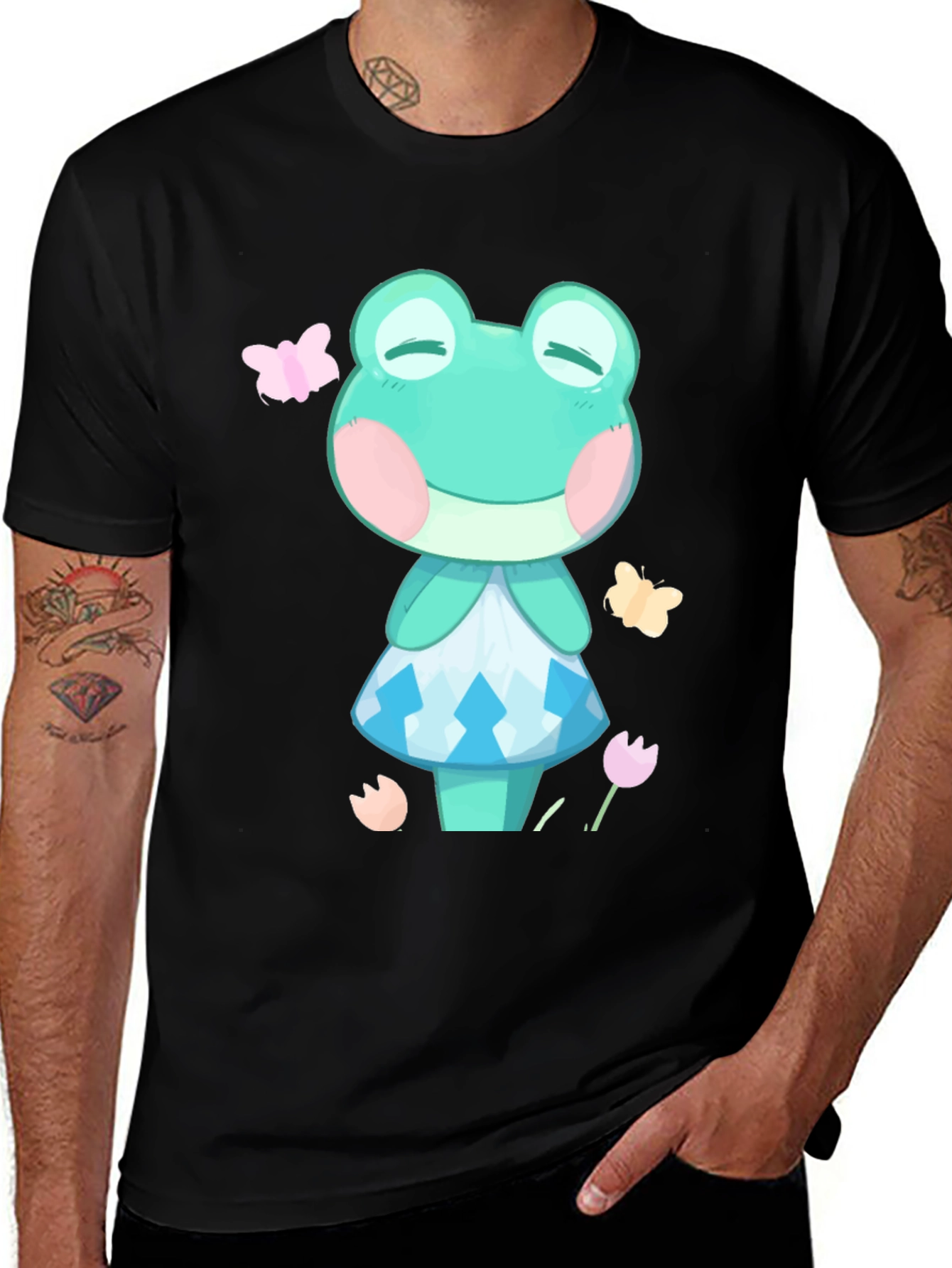 Variant 13 of Frog Character Graphic Tee - Unisex Black T-Shirt