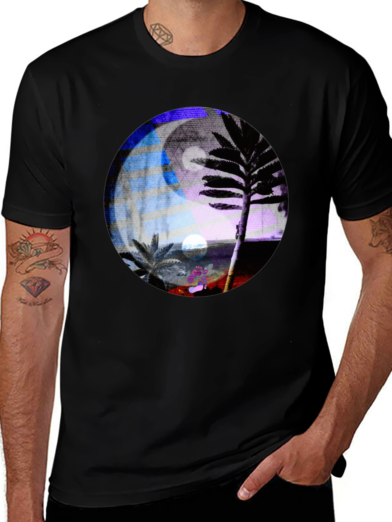Variant 12 of Yin Yang Palm Tree Graphic Tee