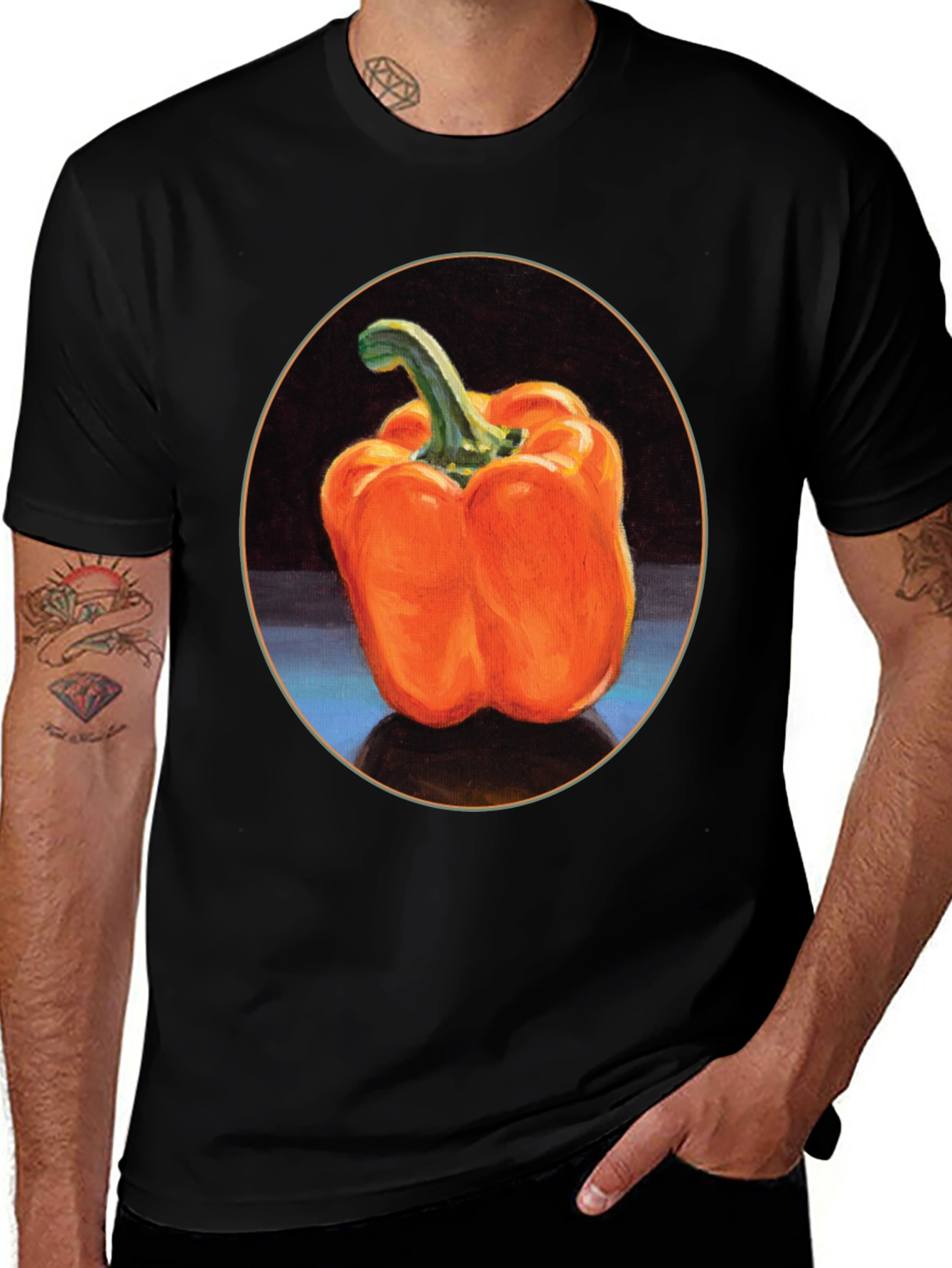 Variant 27 of Orange Pepper Graphic Tee - Unique Food Art Shirt