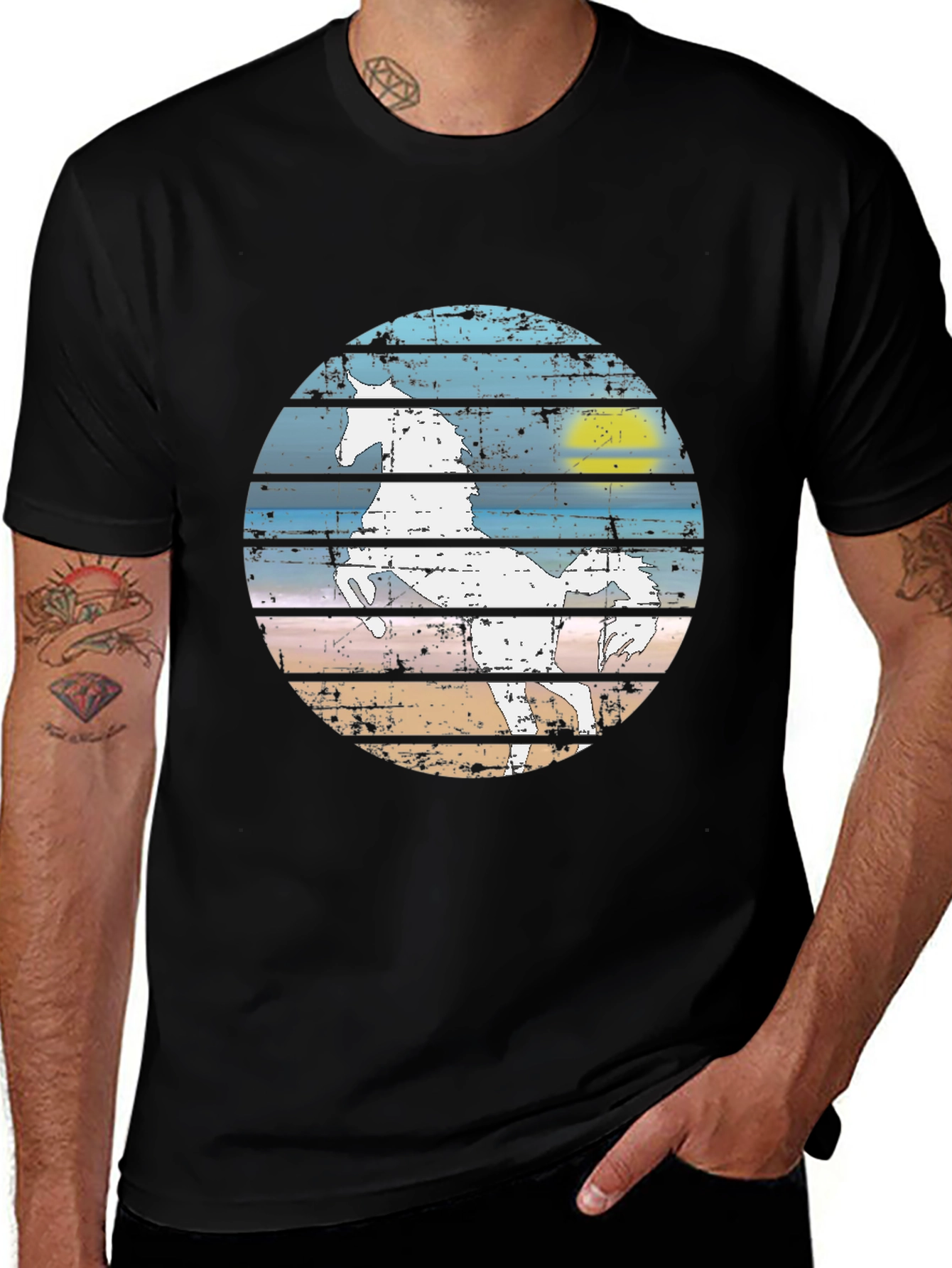 Variant 28 of Horse Sunset Graphic T-Shirt - Black